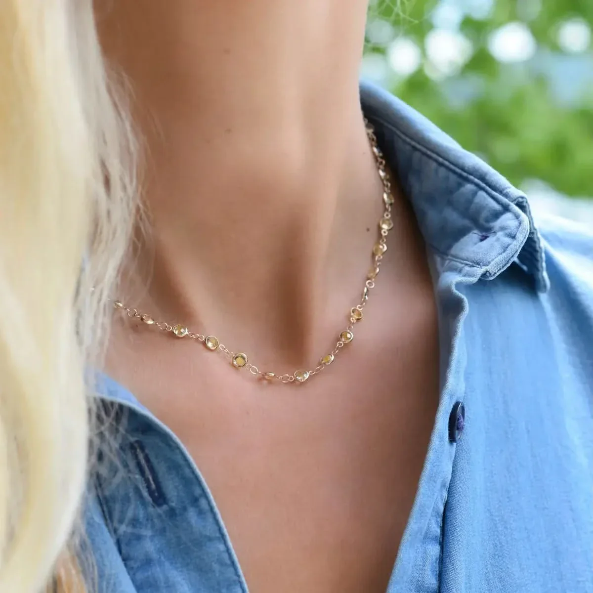 Newport Citrine Necklace in 14k Gold (November) - Image 6