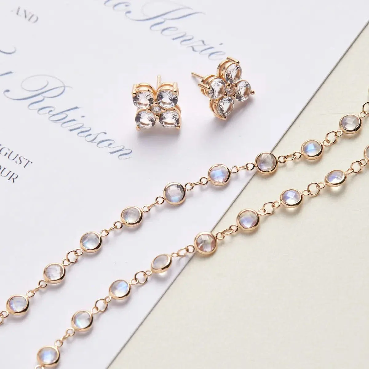 Newport Moonstone Necklace in 14k Gold (June) - Image 10