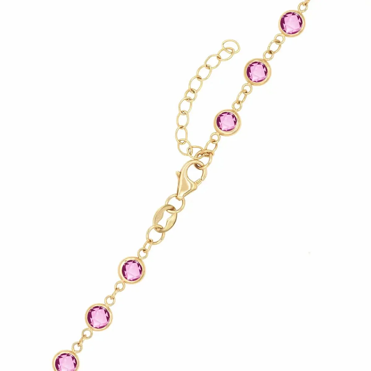 Newport Pink Sapphire Necklace in 14k Gold (October) - Image 4