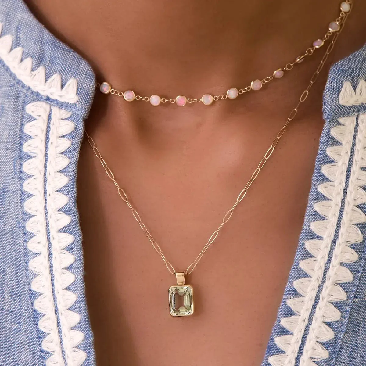 Newport Opal Necklace in 14k Gold (October) - Image 3