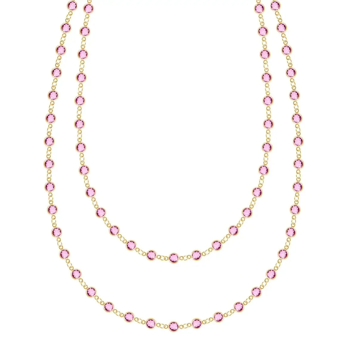 Newport Pink Sapphire Long Necklace in 14k Gold (October)