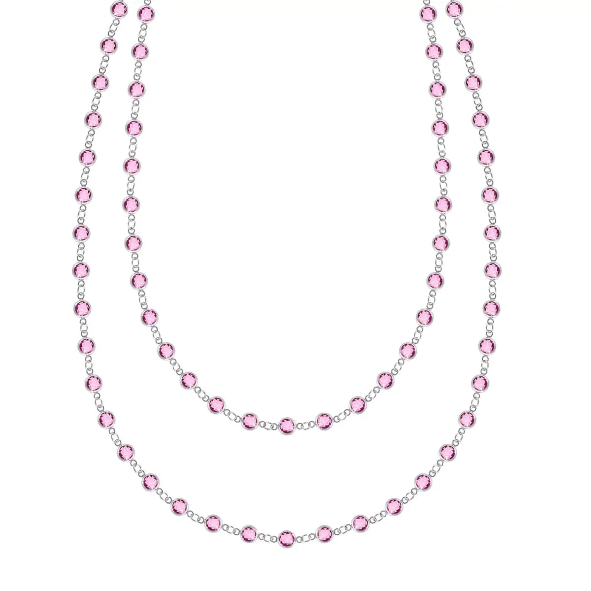 Newport Pink Sapphire Long Necklace in 14k Gold (October) - Image 5