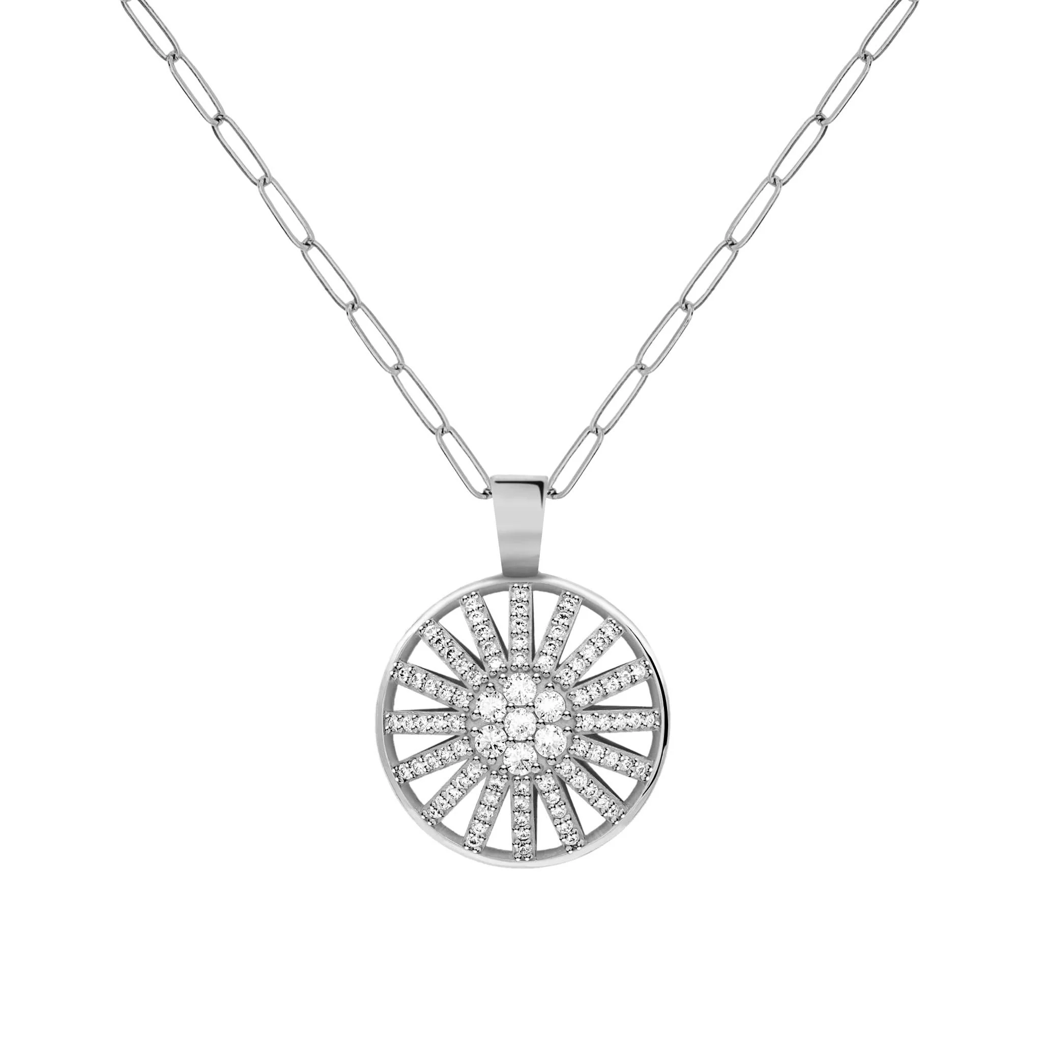 Palmer Diamond Dome Pendant with Adelaide Mini Chain in Solid 14k Gold - Image 8