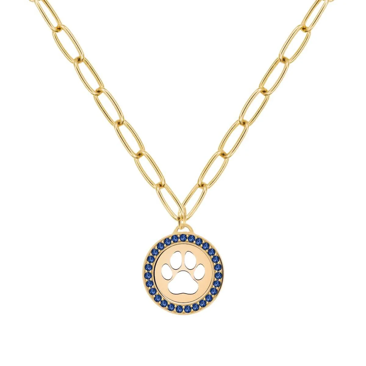 Paw & Sapphire Pendant in 14k Gold (September) - Image 7