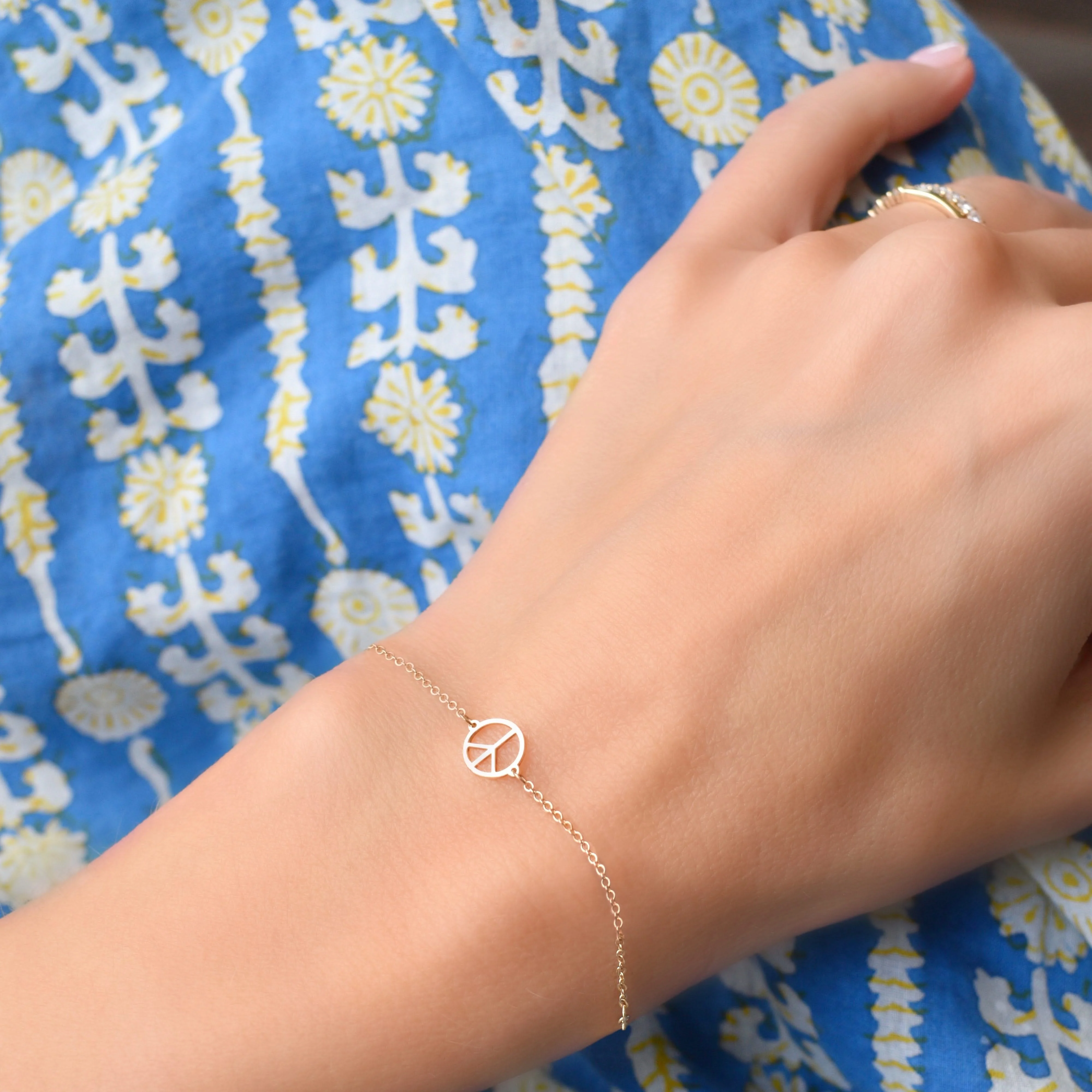 Peace Sign Bracelet in 14k Gold - Image 2