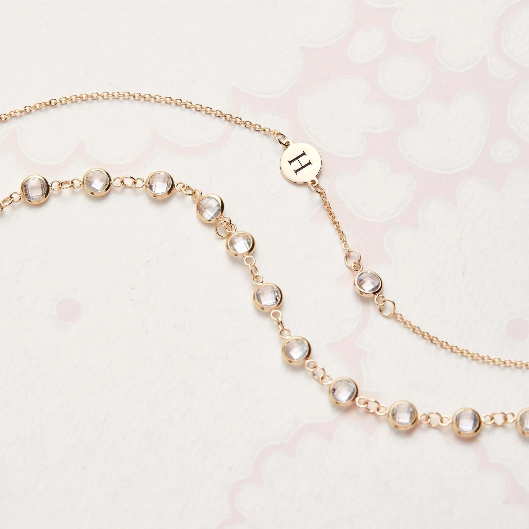 1 Letter & 1 Petite Birthstone Bracelet in 14k Gold - Image 5