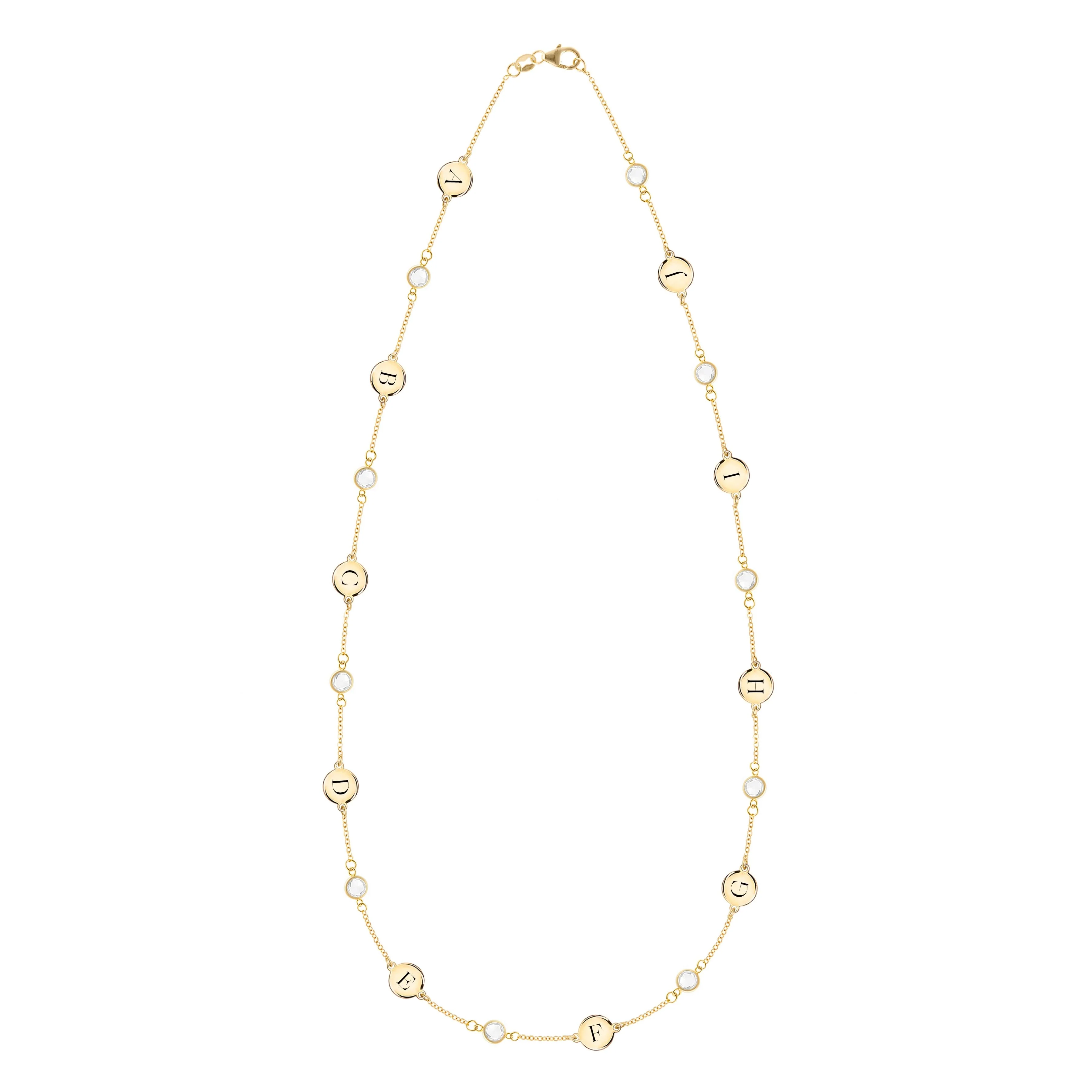 10 Letter & 10 Petite Birthstone Necklace in 14k Gold (Single Spacing) - Image 4