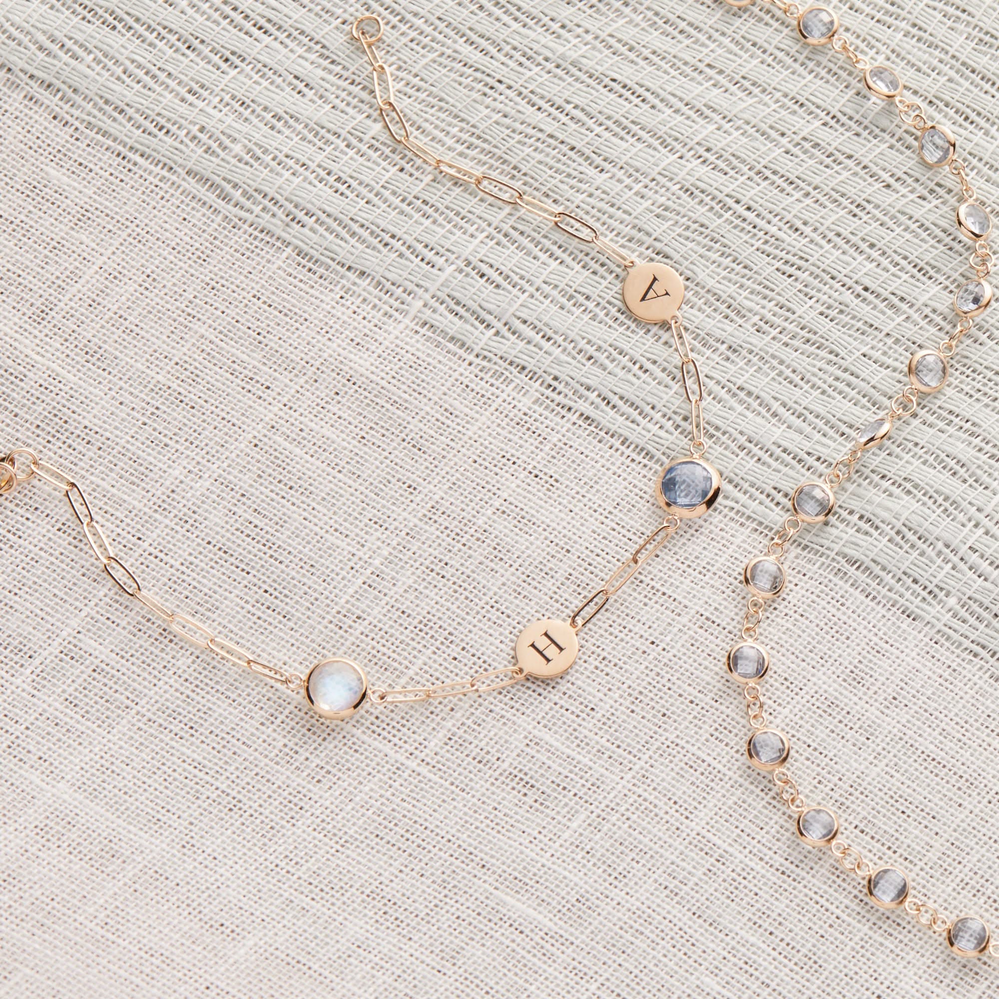 2 Letter & 2 Grand Birthstone Adelaide Mini Bracelet in 14k Gold - Image 5