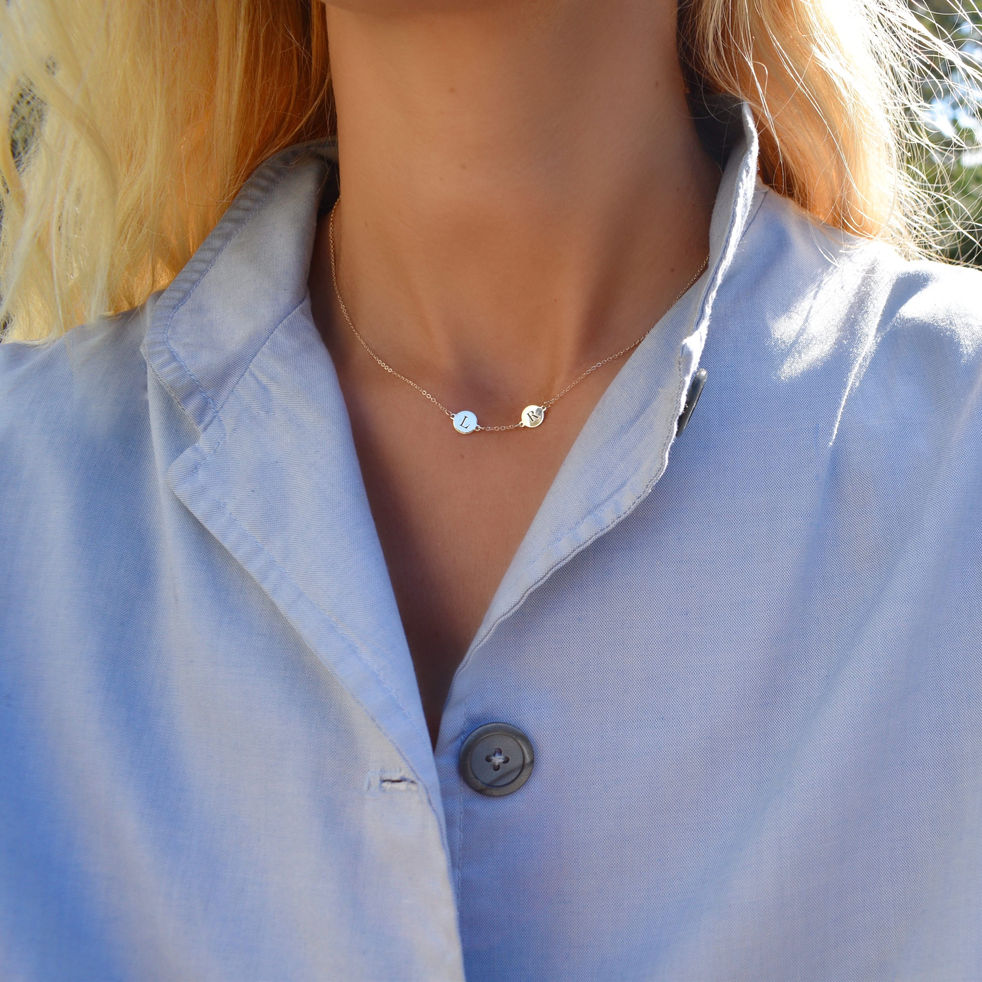 2 Letter Necklace in 14k Gold (Single Spacing) - Image 2