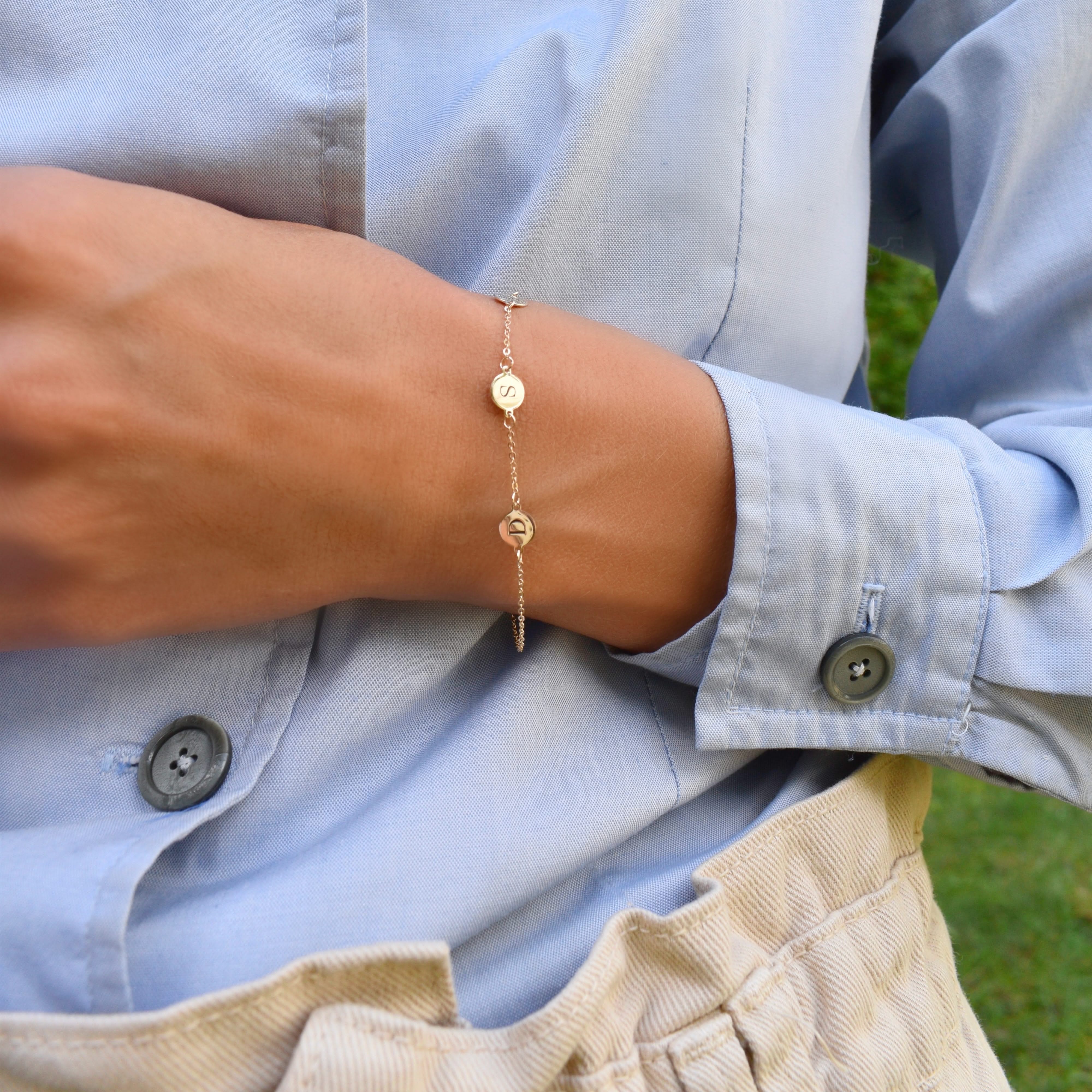 3 Letter Bracelet in 14k Gold - Image 2