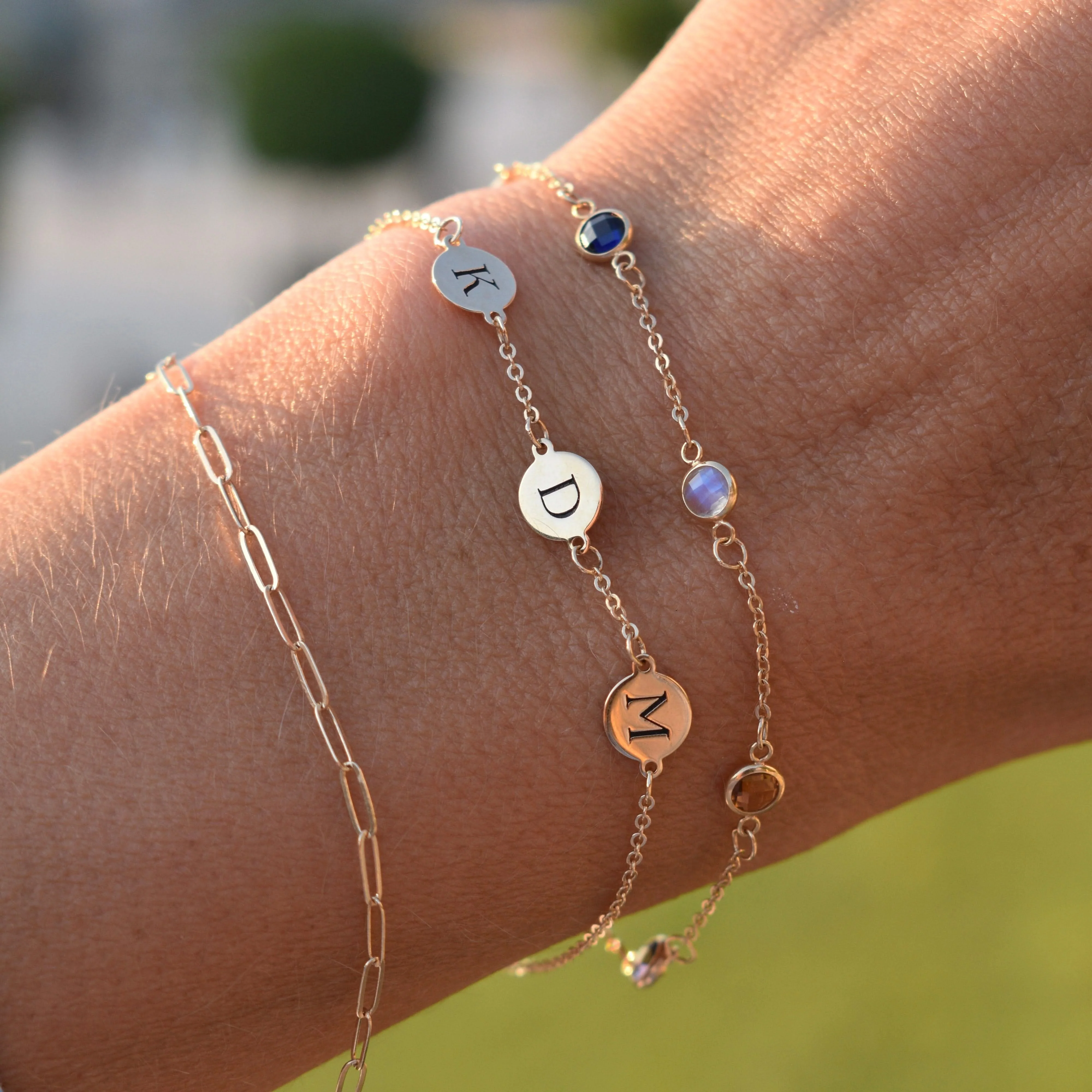 3 Letter Bracelet in 14k Gold (Single Spacing) - Image 3