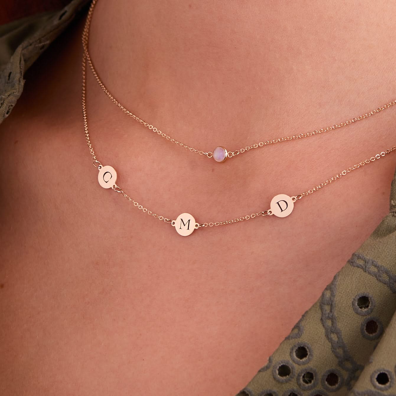 3 Letter Necklace in 14k Gold (Double Spacing) - Image 3