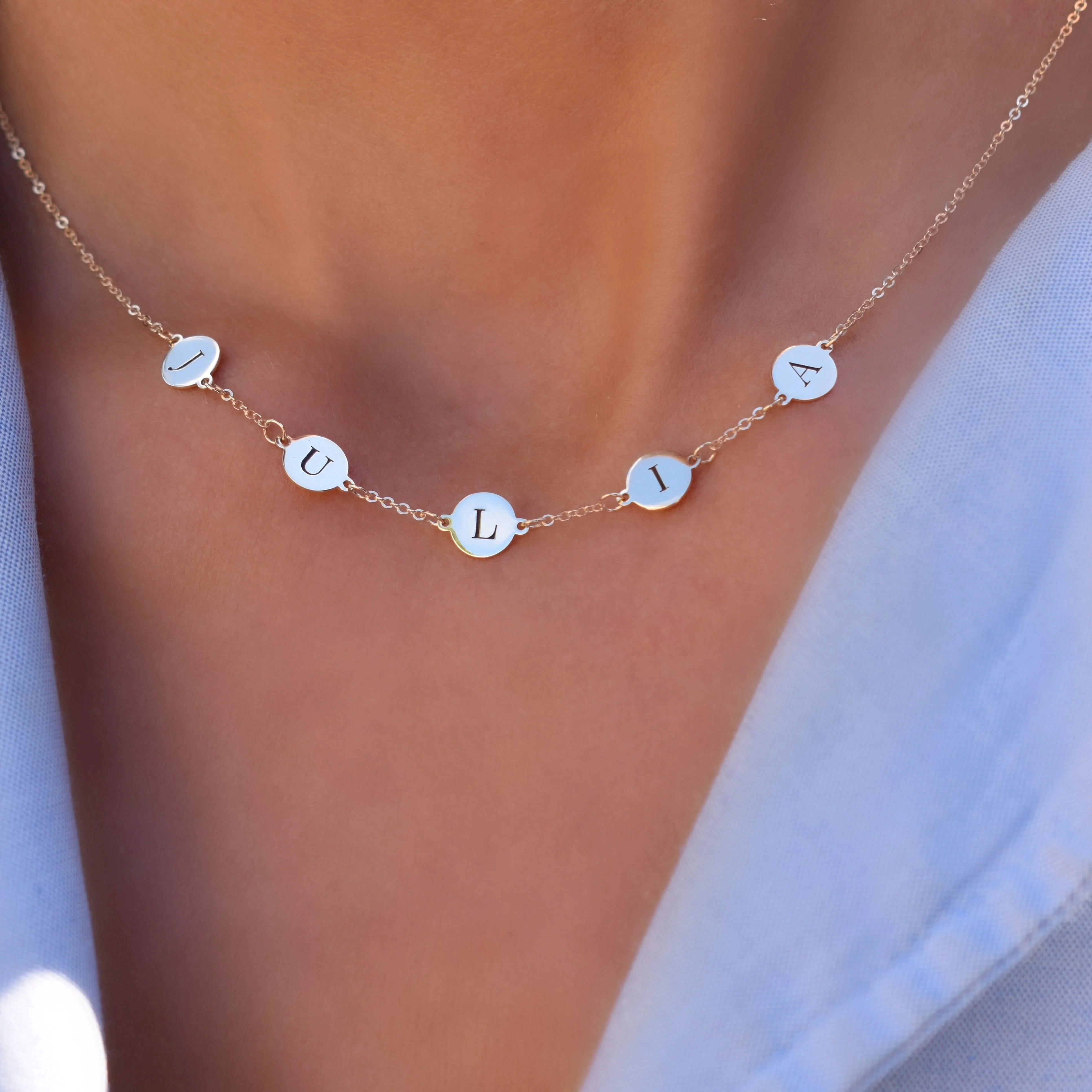 5 Letter Necklace in 14k Gold (Single Spacing) - Image 3