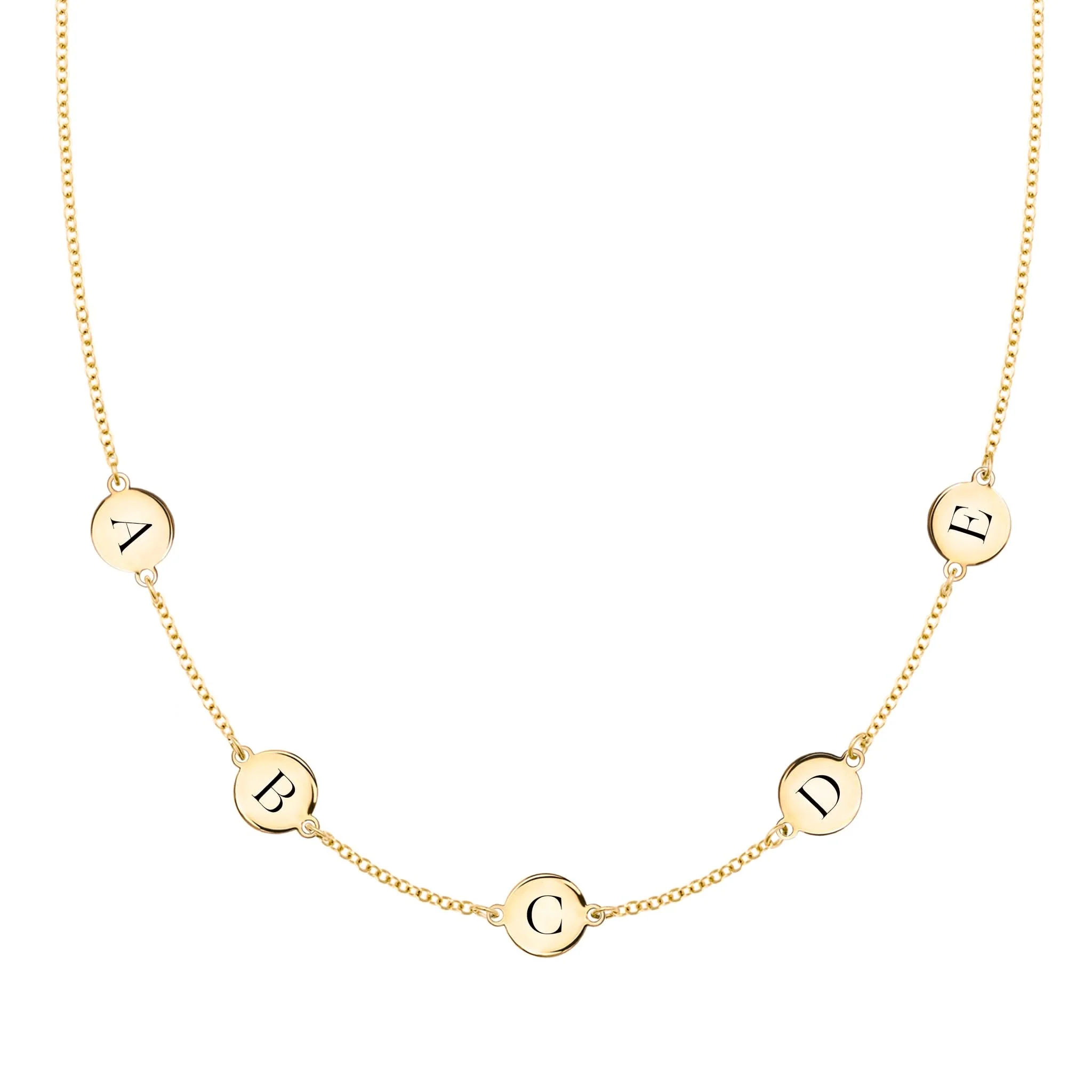 5 Letter Necklace in 14k Gold (Double Spacing)