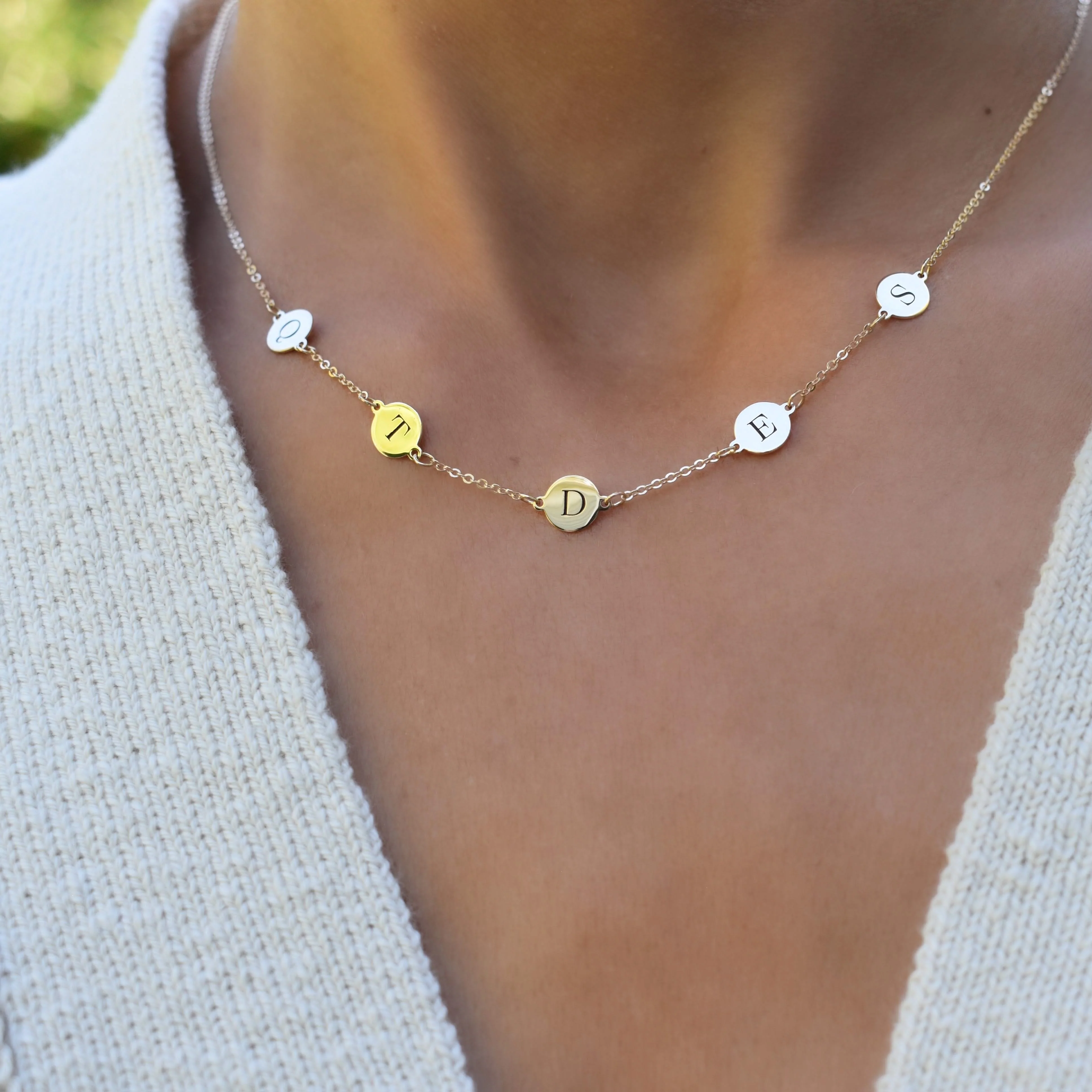 5 Letter Necklace in 14k Gold (Double Spacing) - Image 3