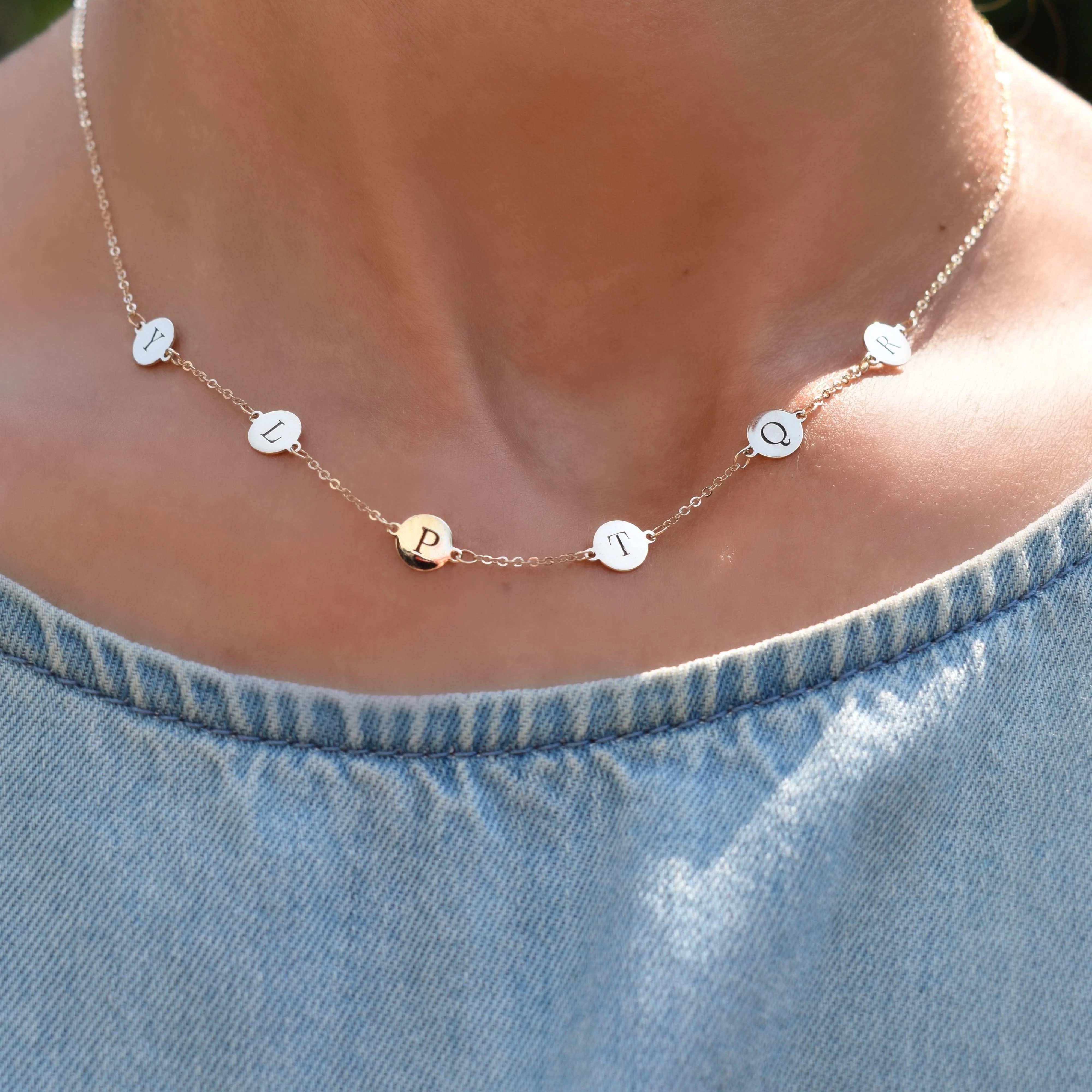 6 Letter Necklace in 14k Gold (Double Spacing) - Image 3