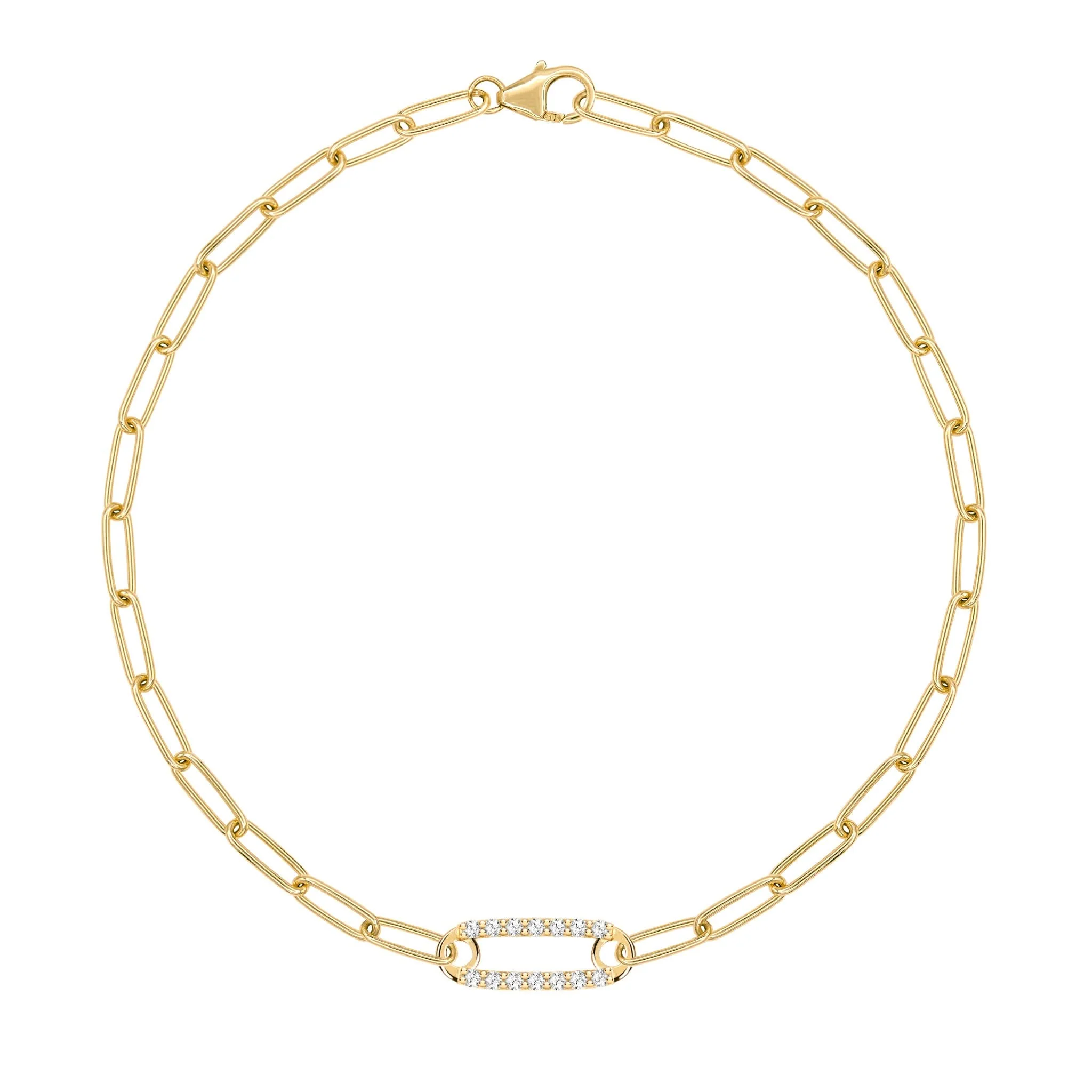 Adelaide 1 Pavé Birthstone Link Bracelet in 14k Gold