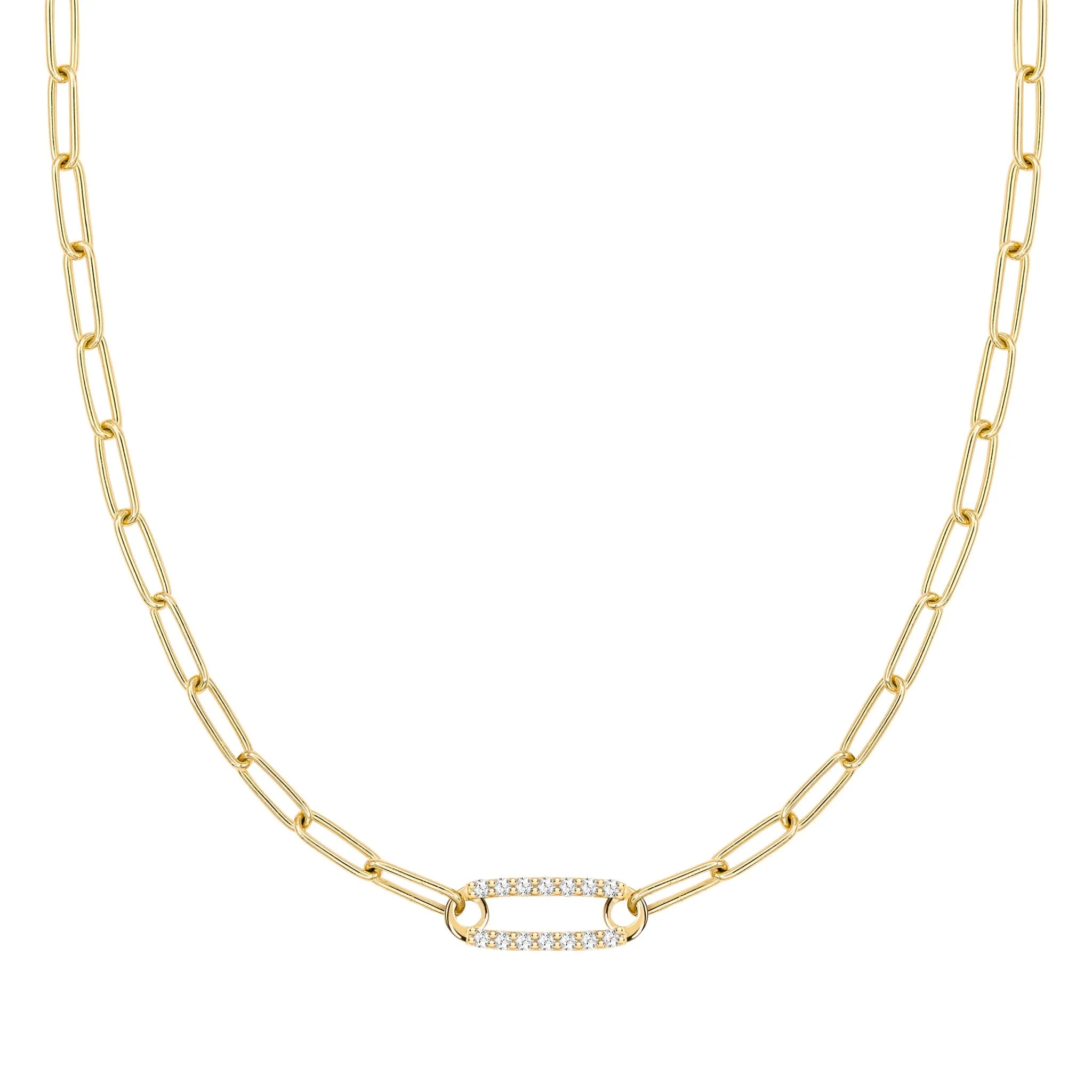 Adelaide 1 Pavé Birthstone Link Necklace in 14k Gold