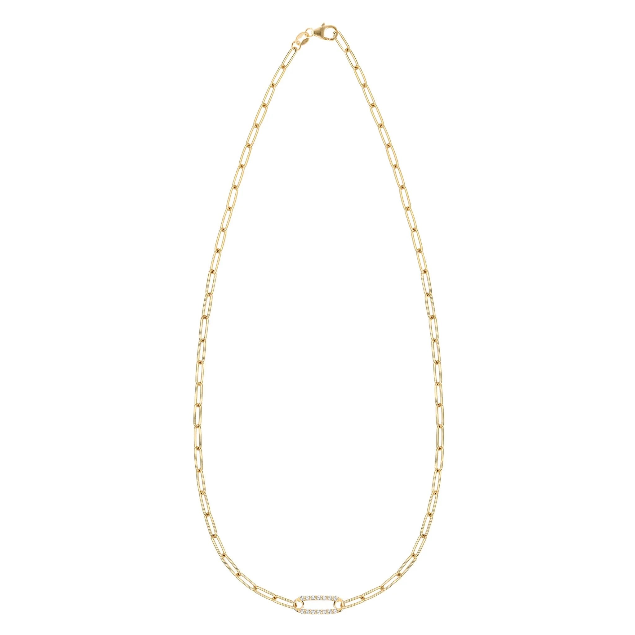 Adelaide 1 Pavé Birthstone Link Necklace in 14k Gold - Image 5