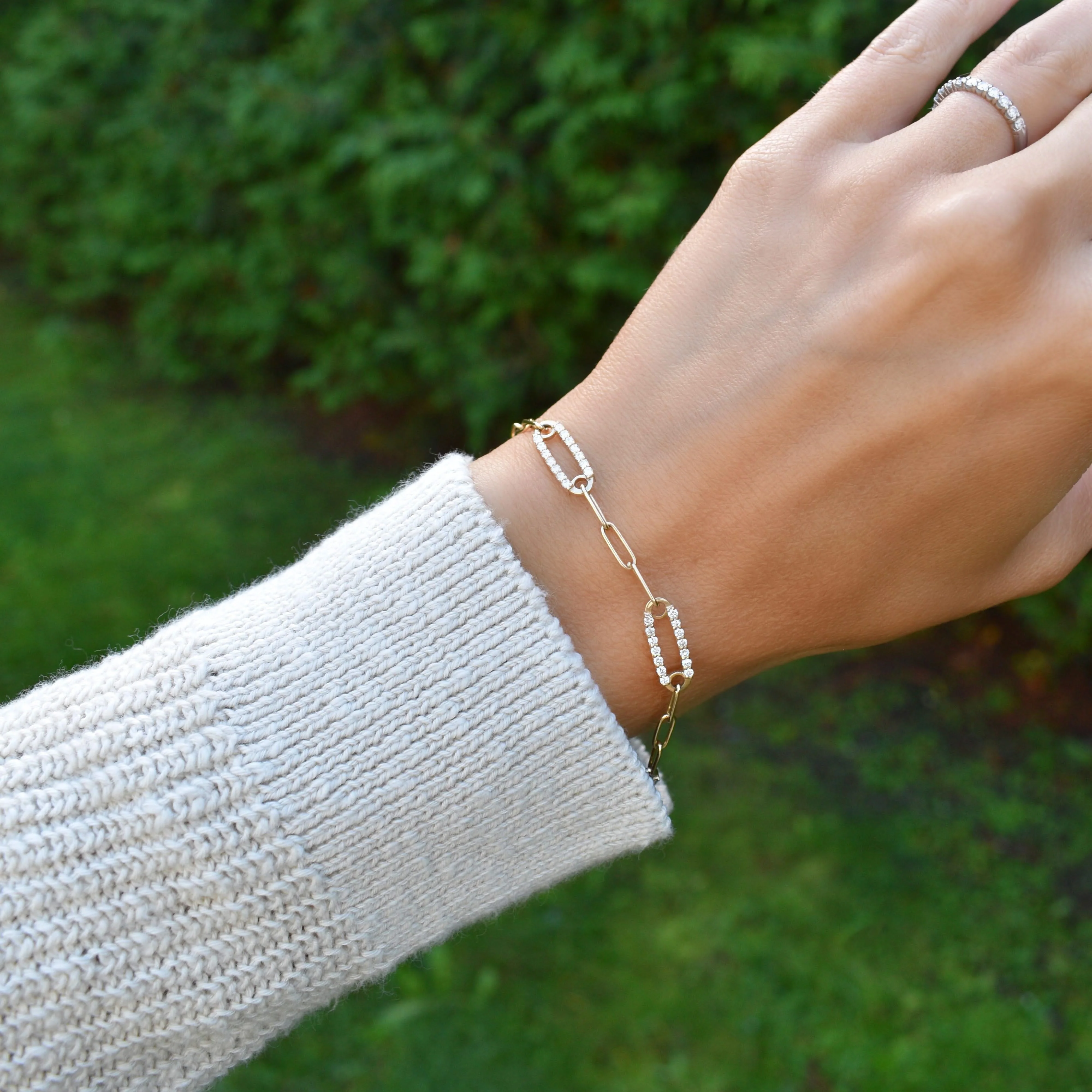 Adelaide 2 Pavé Birthstone Link Bracelet in 14k Gold - Image 10