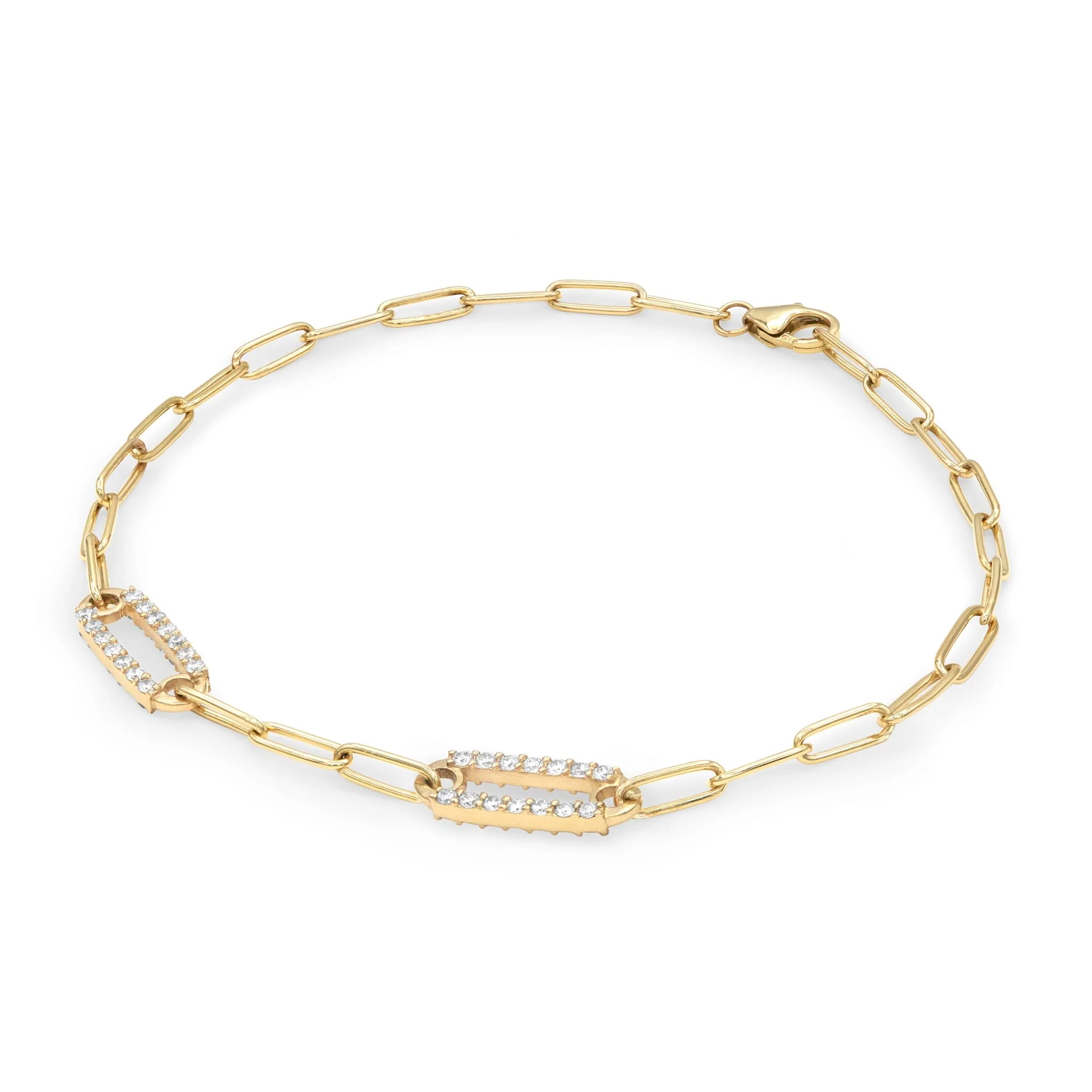 Adelaide 2 Pavé Birthstone Link Bracelet in 14k Gold - Image 5