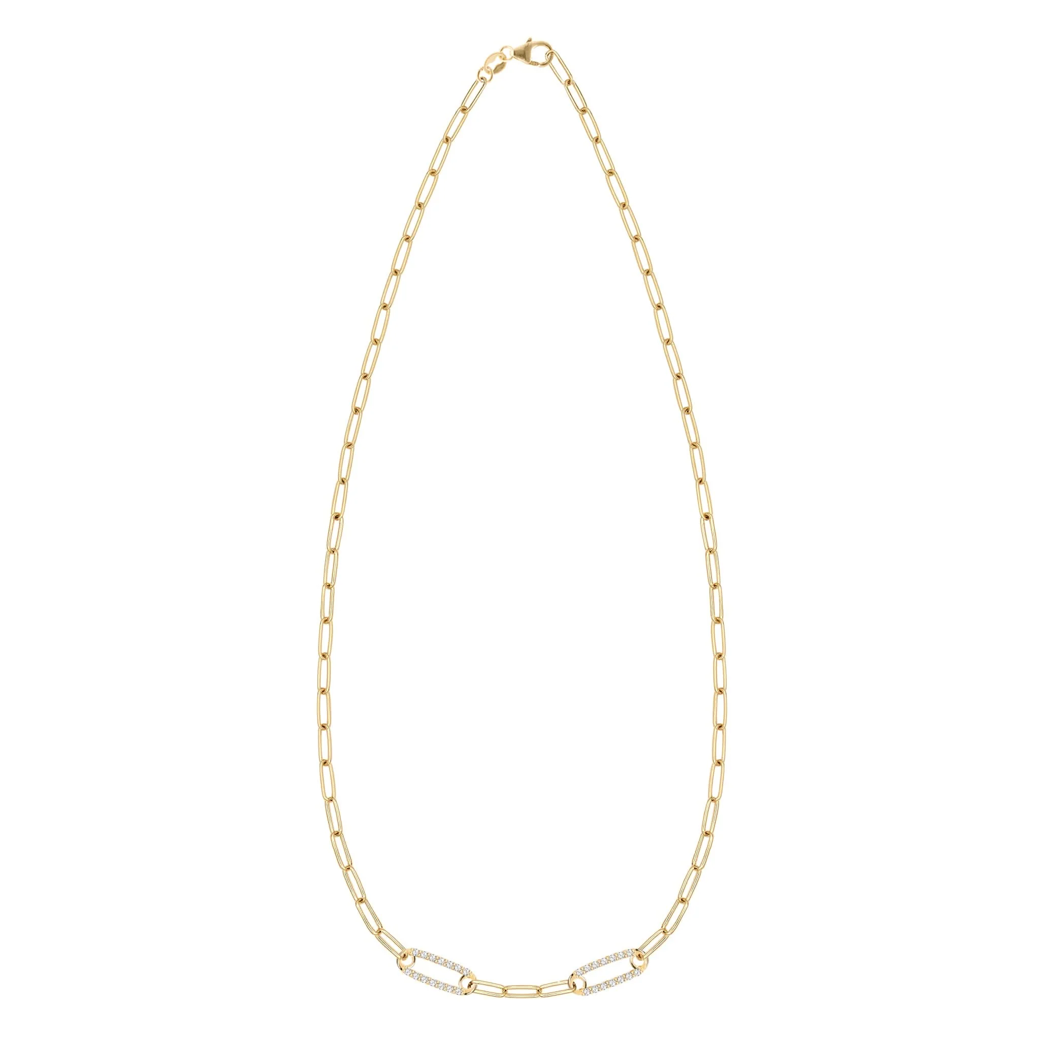 Adelaide 2 Pavé Birthstone Link Necklace in 14k Gold - Image 5