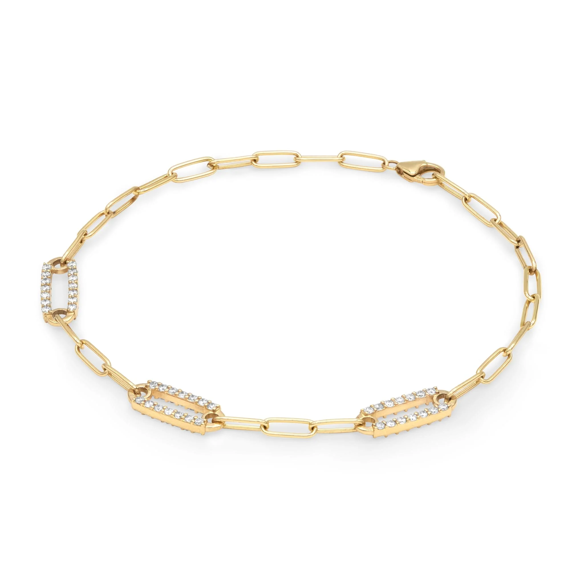 Adelaide 3 Pavé Birthstone Link Bracelet in 14k Gold - Image 4