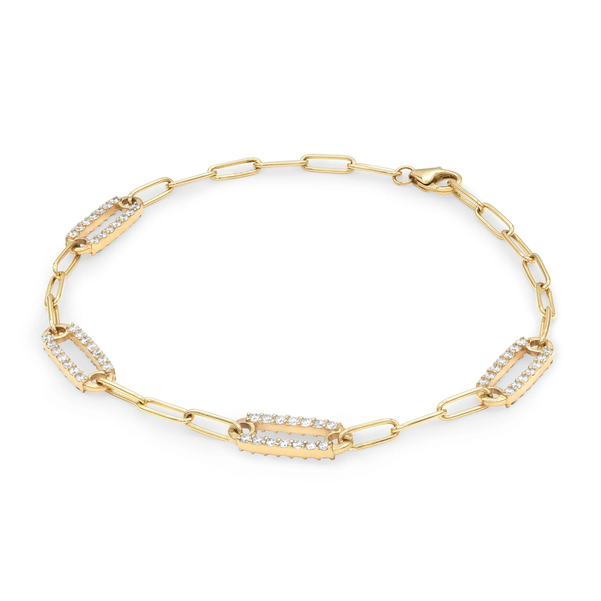 Adelaide 4 Pavé Birthstone Link Bracelet in 14k Gold - Image 5