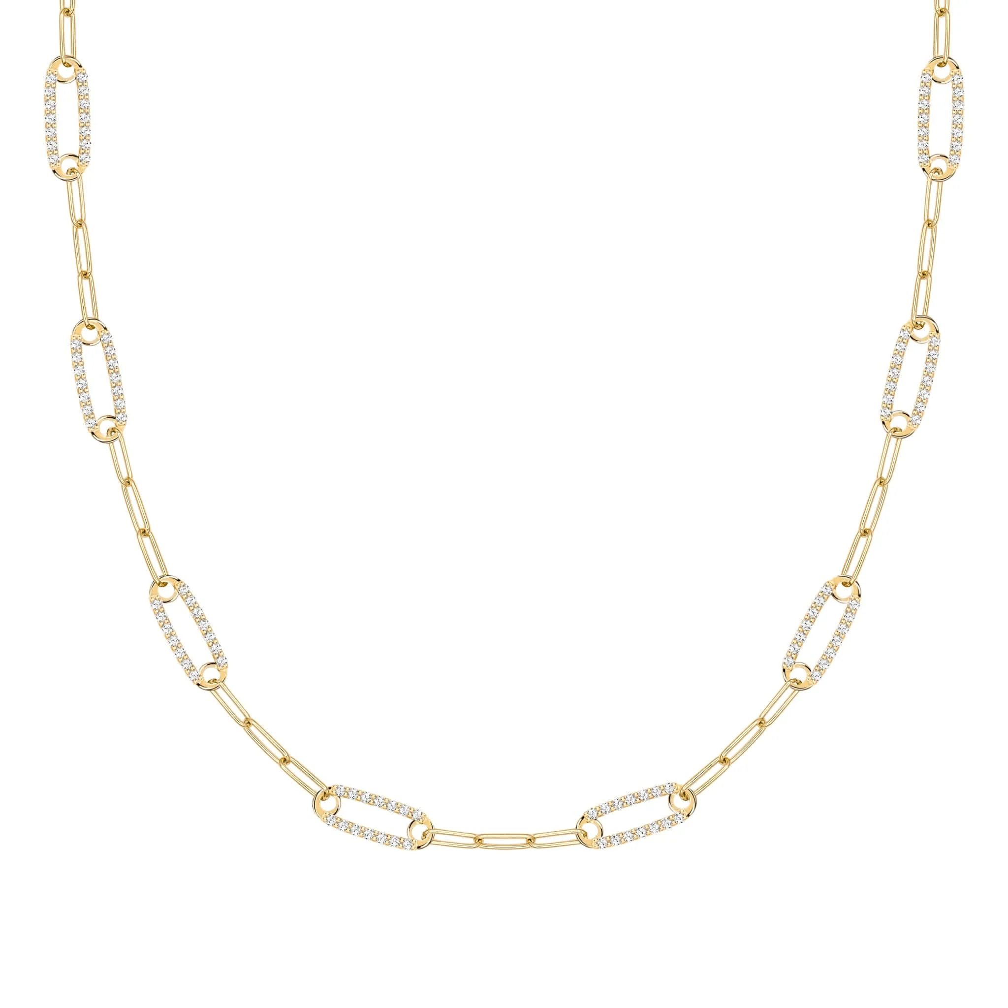 Adelaide 8 Pavé Birthstone Link Necklace in 14k Gold