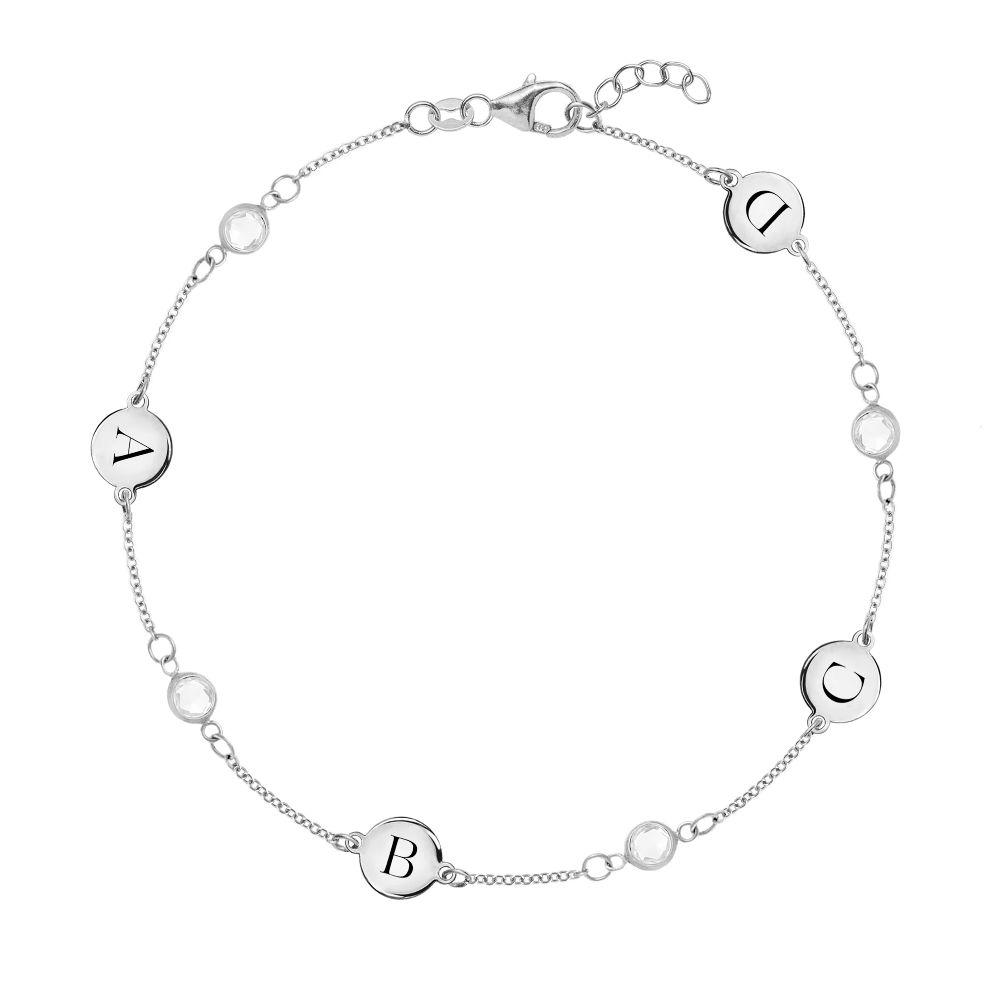 4 Letter & 4 Petite Birthstone Bracelet in 14k Gold - Image 5