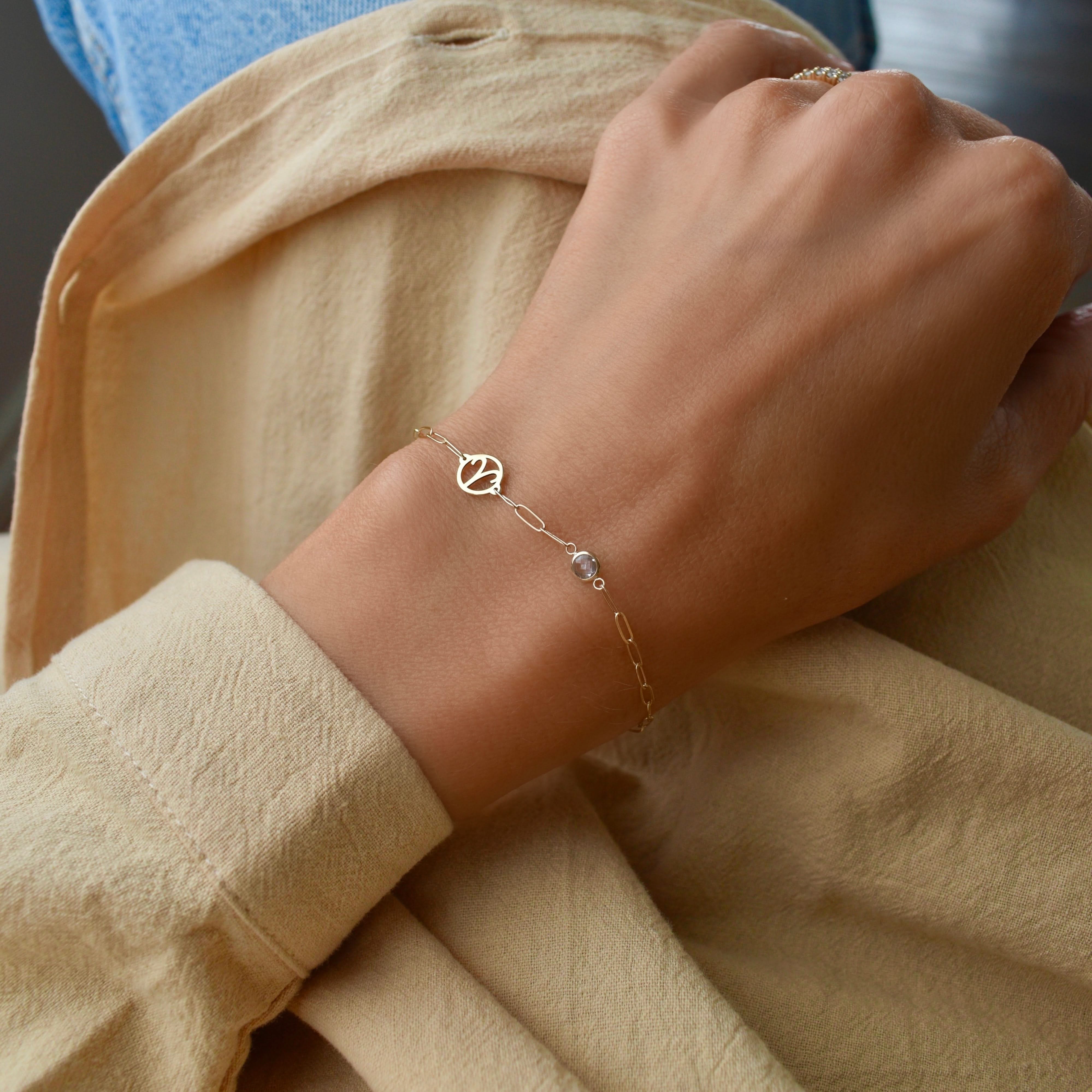 Aries & Birthstone Bracelet on Adelaide Mini in 14k Gold - Image 2