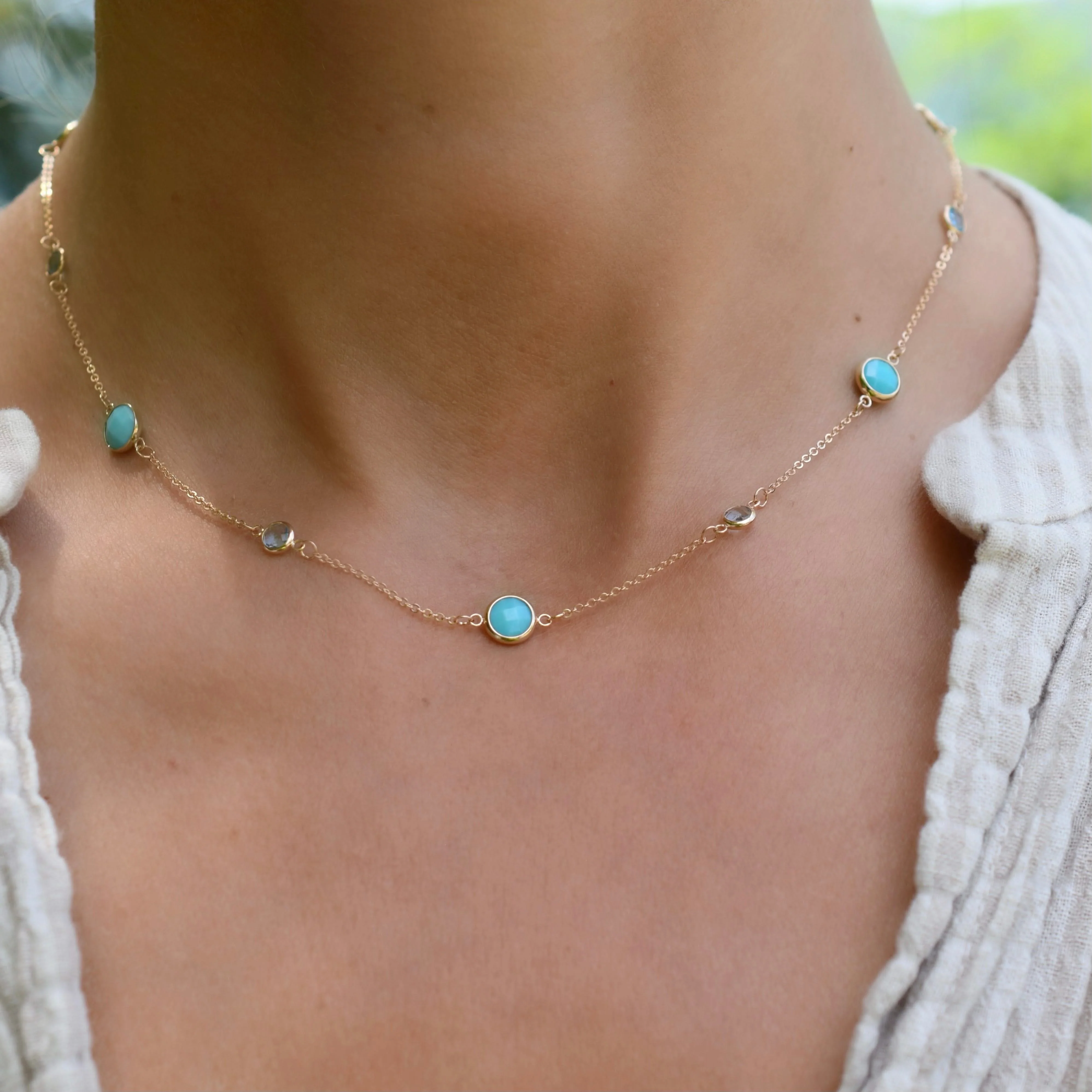 Bayberry Grand & Petite 11 Stone Necklace in 14k Gold - Image 8