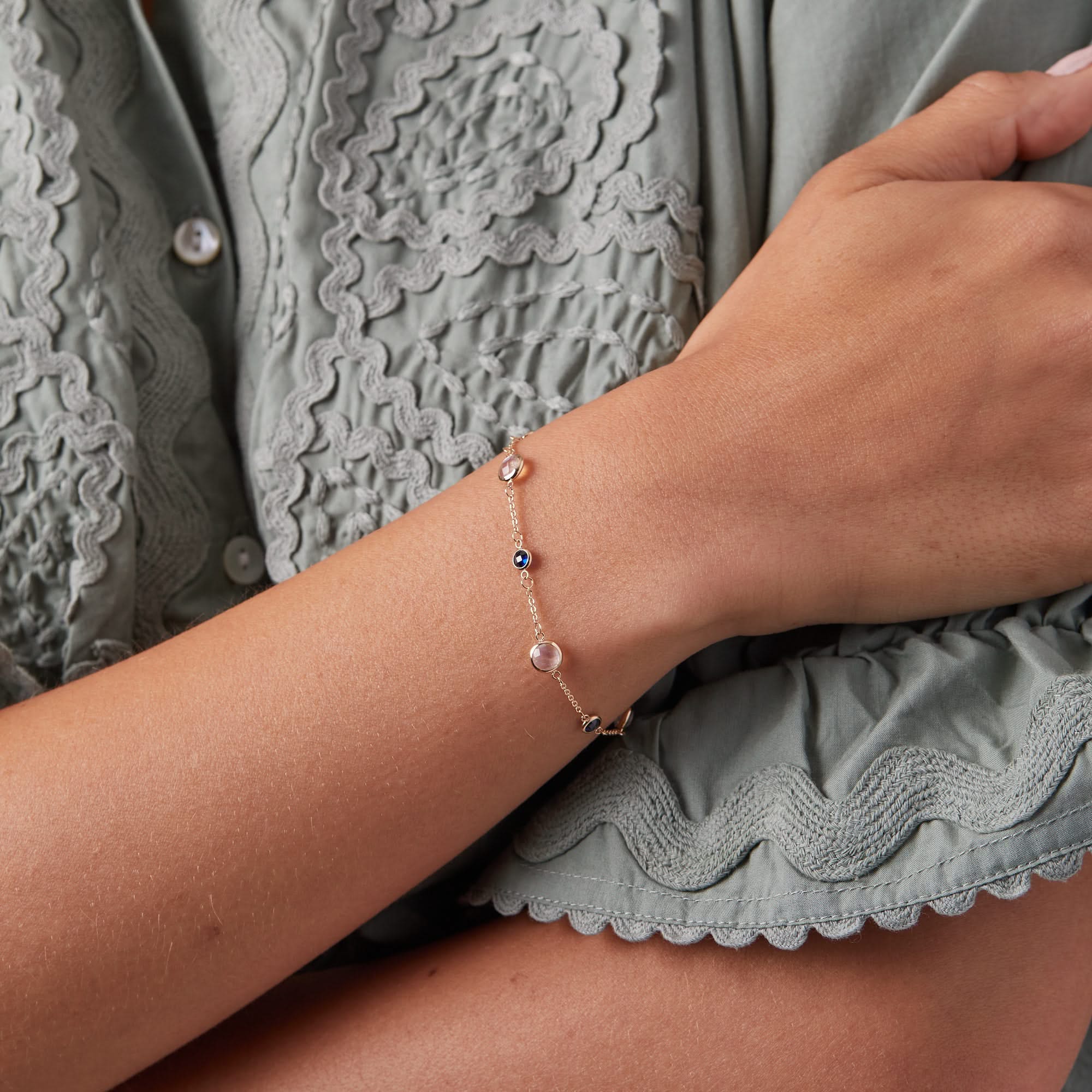 Bayberry Grand & Petite 7 Birthstone Bracelet in 14k Gold - Image 2