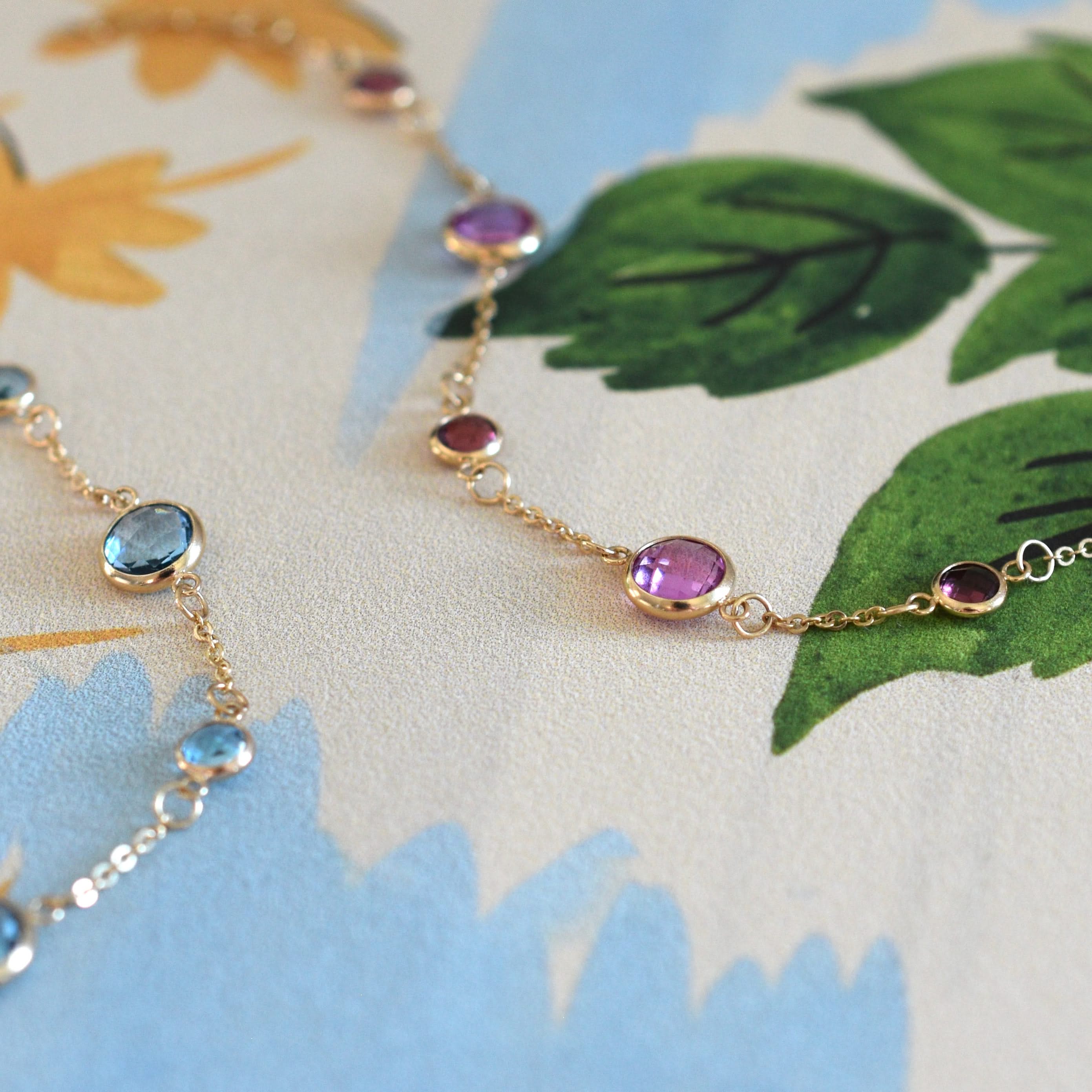 Bayberry Grand & Petite 7 Birthstone Bracelet in 14k Gold - Image 8