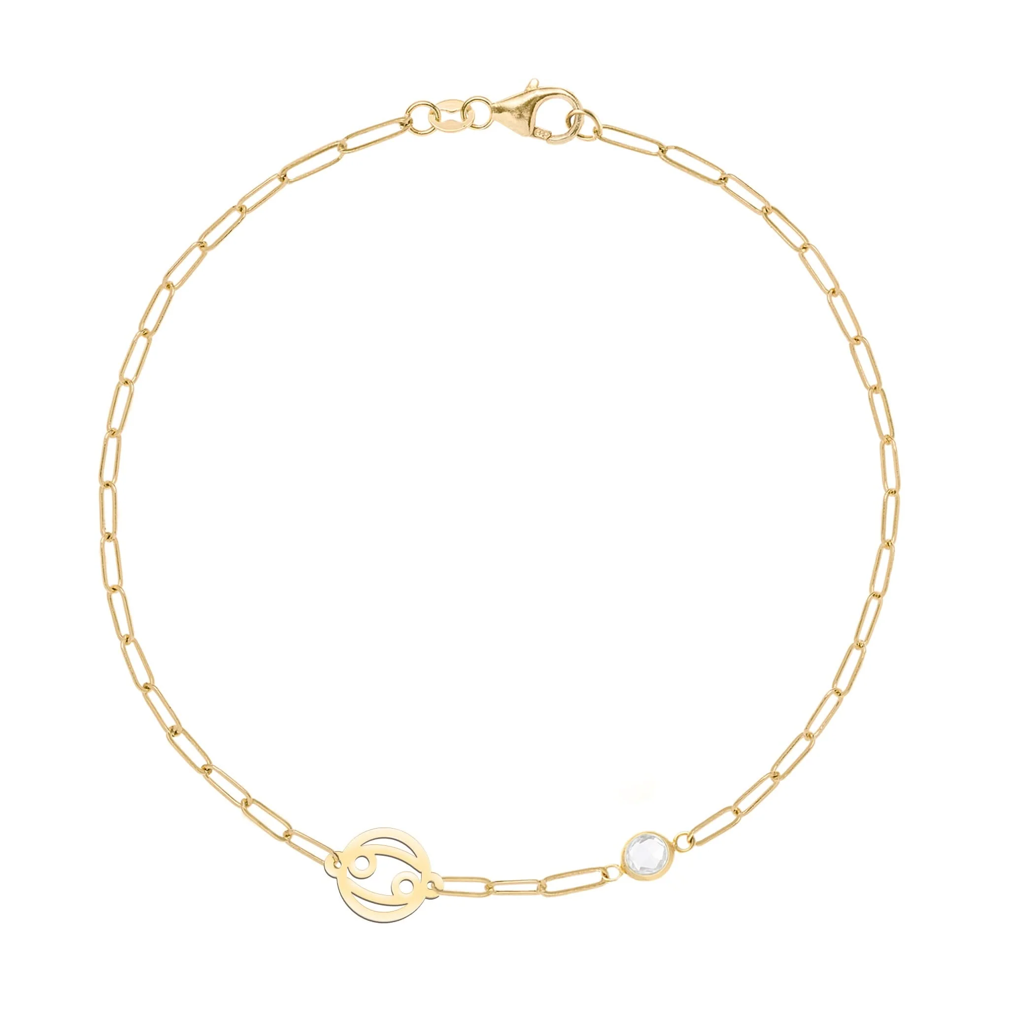 Cancer & Birthstone Bracelet on Adelaide Mini in 14k Gold