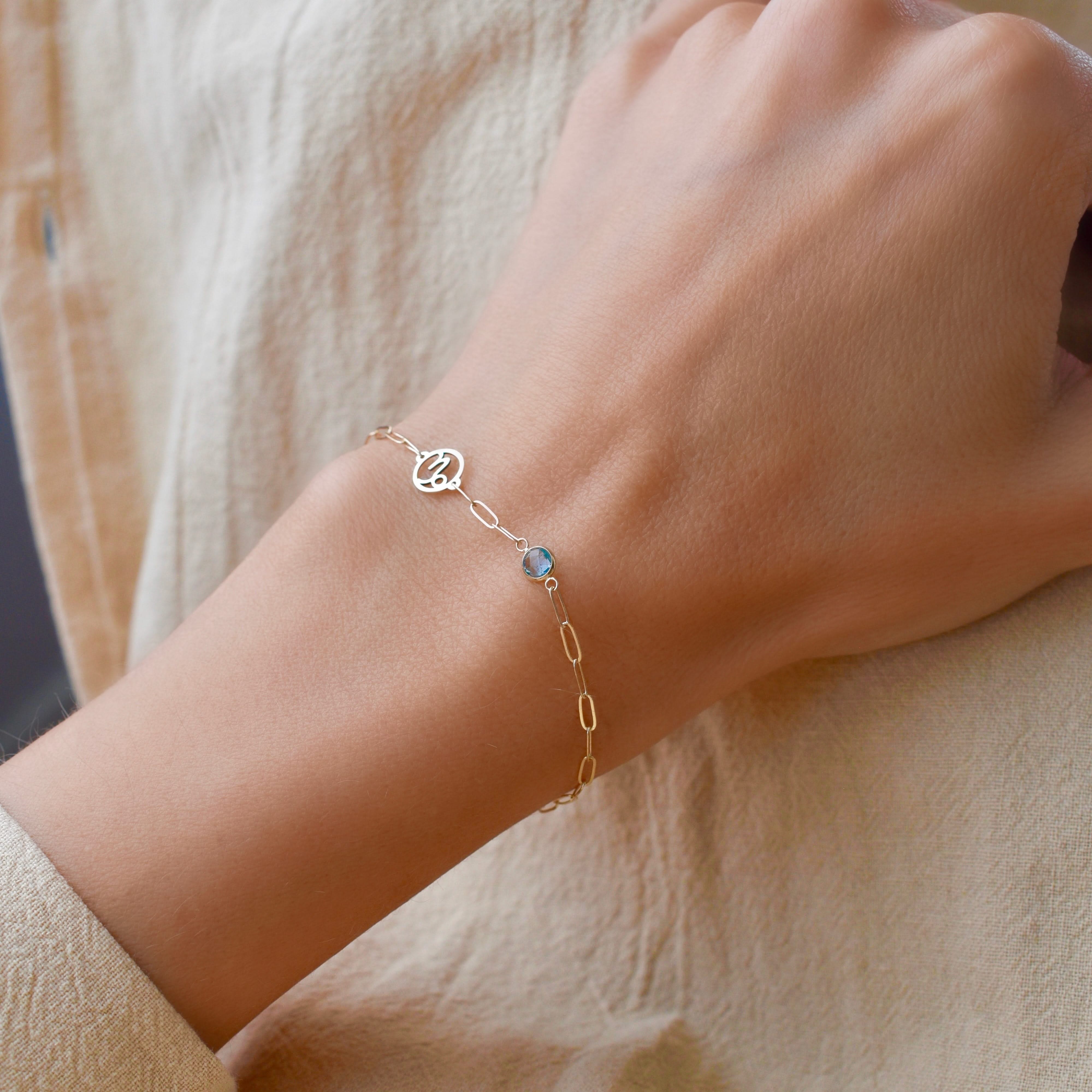 Capricorn & Birthstone Bracelet on Adelaide Mini in 14k Gold - Image 2