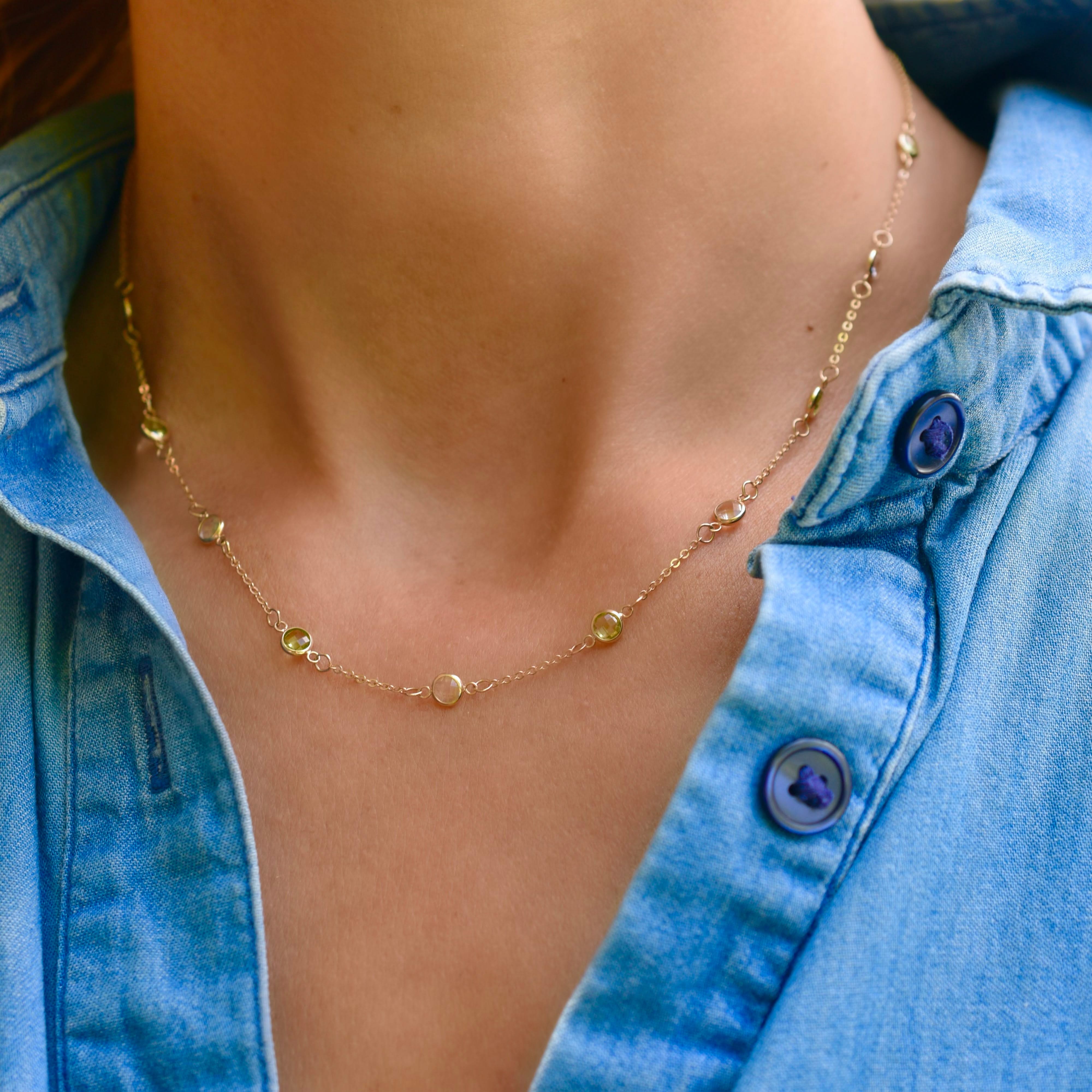 Petite 10 Birthstone Necklace in 14k Gold - Image 8