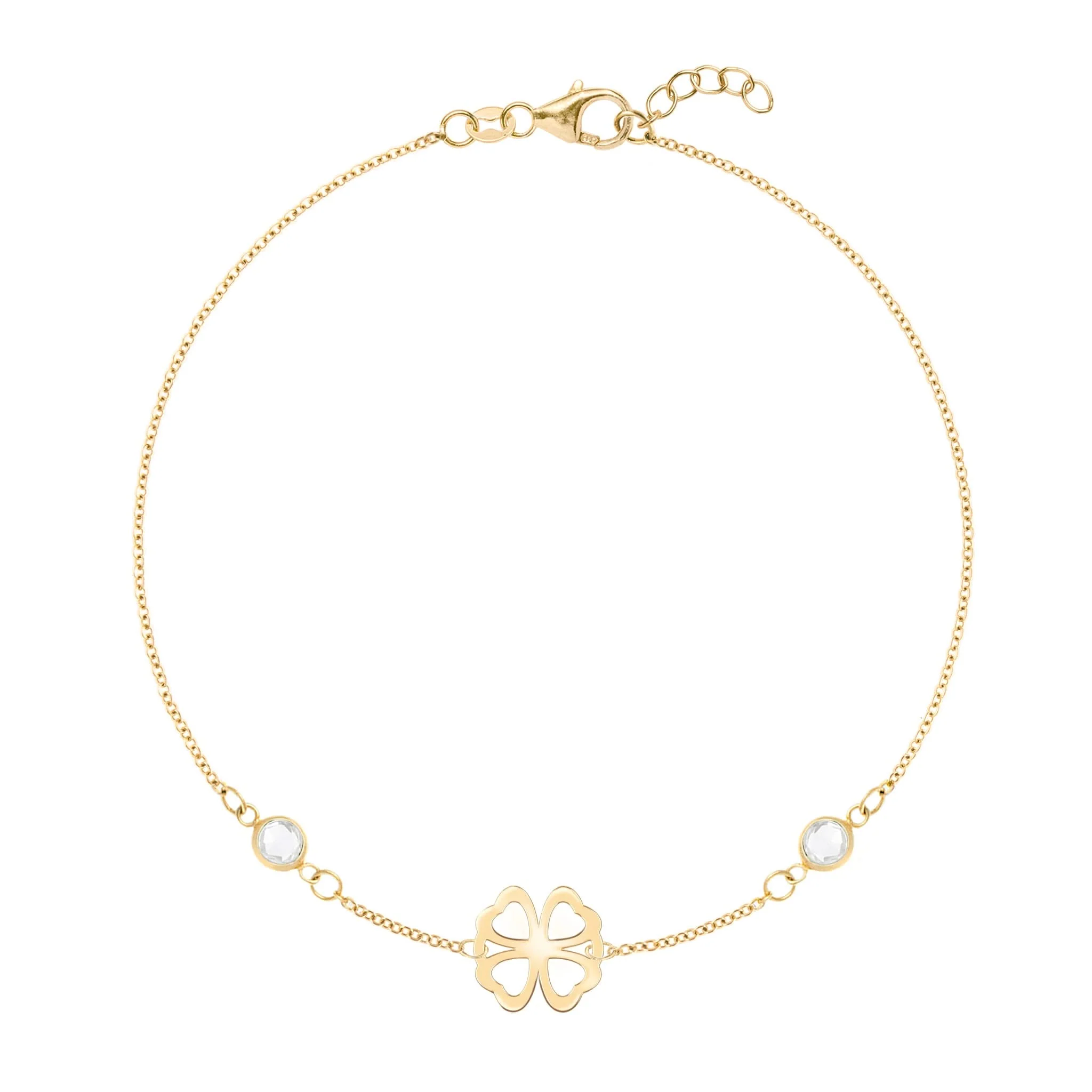 Clover & Petite 2 Birthstone Bracelet in 14k Gold