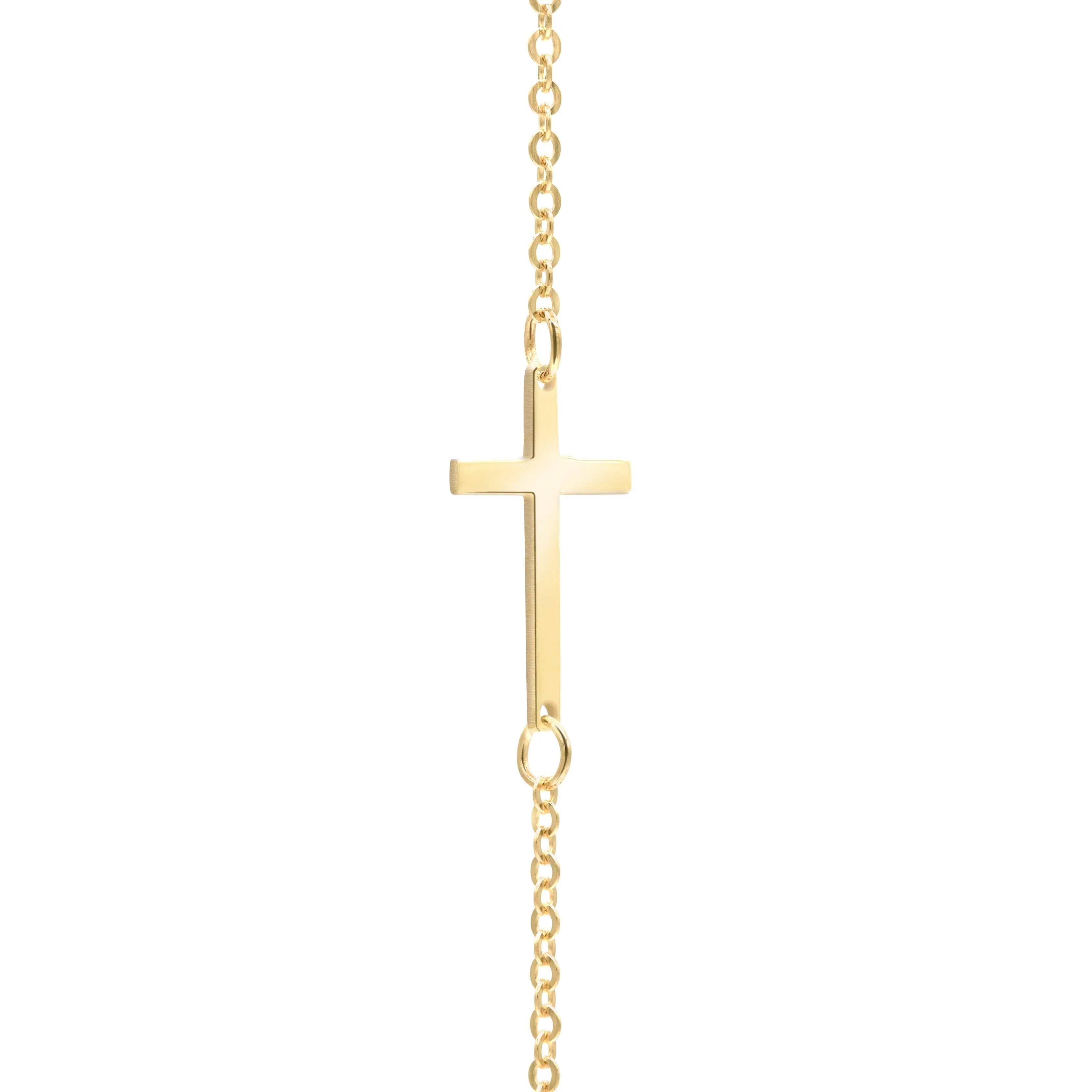 Cross & Petite 5 Birthstone Necklace in 14k Gold - Image 4