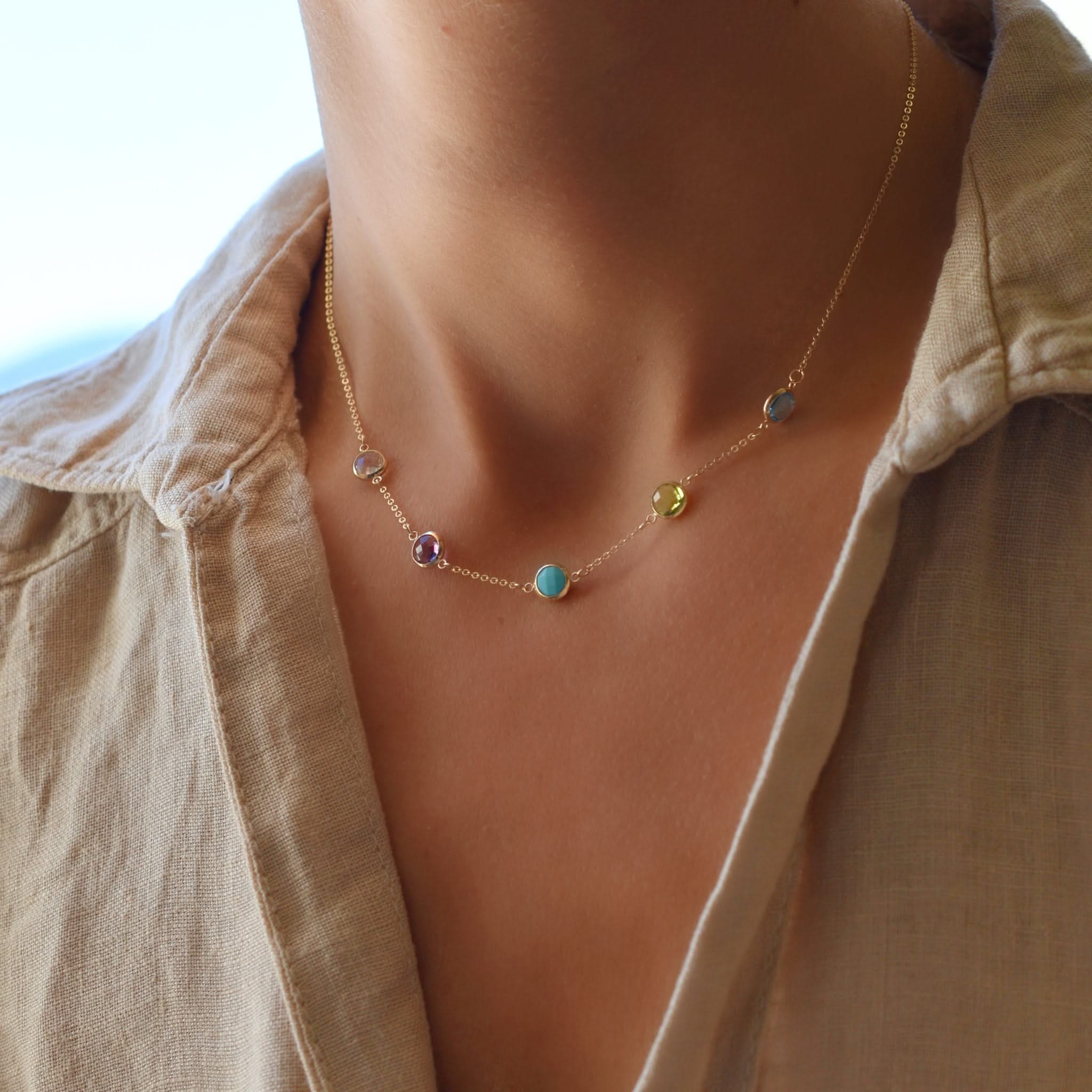 Grand 5 Birthstone Necklace in 14k Gold - Image 2