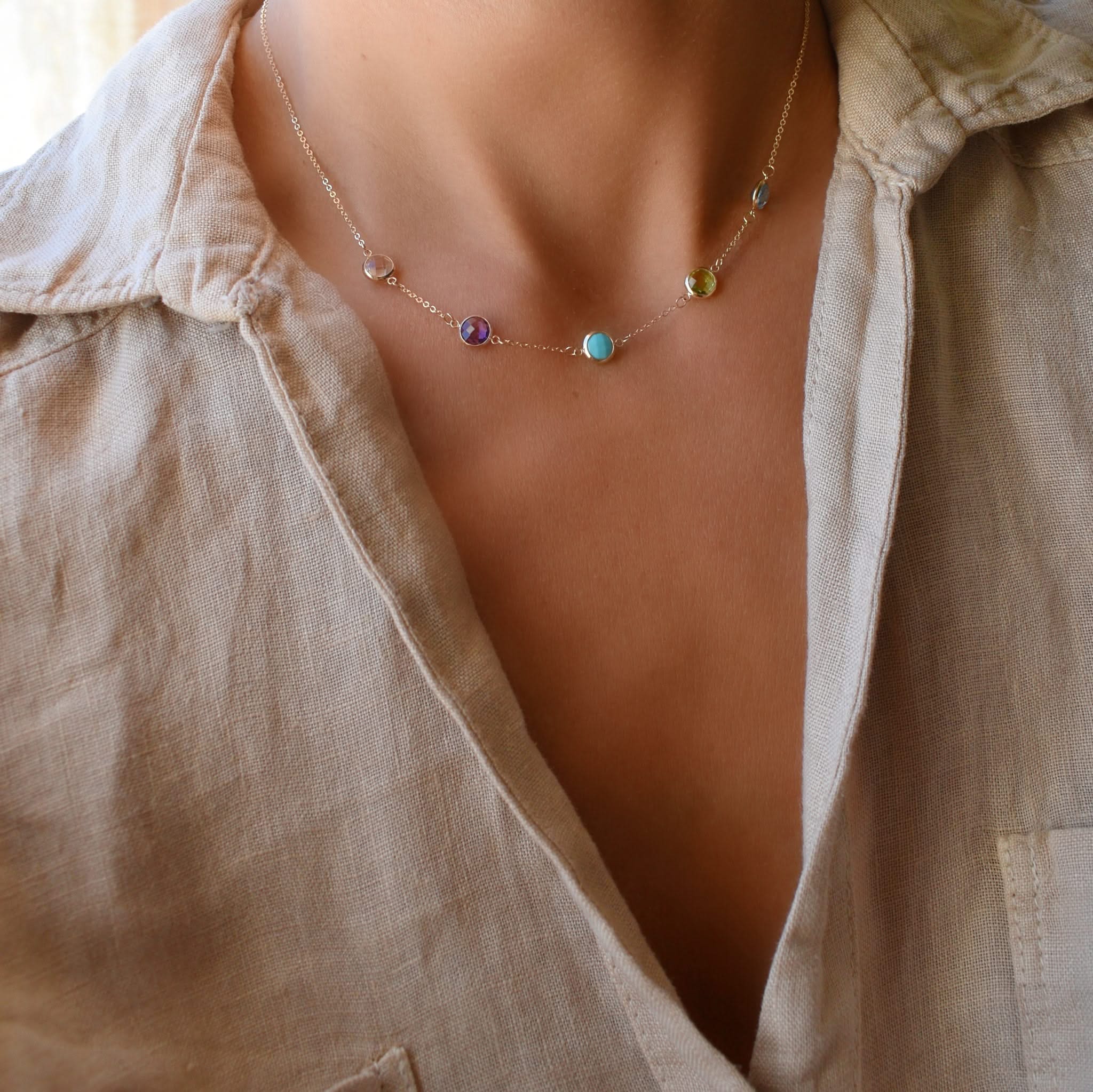 Grand 5 Birthstone Necklace in 14k Gold - Image 3