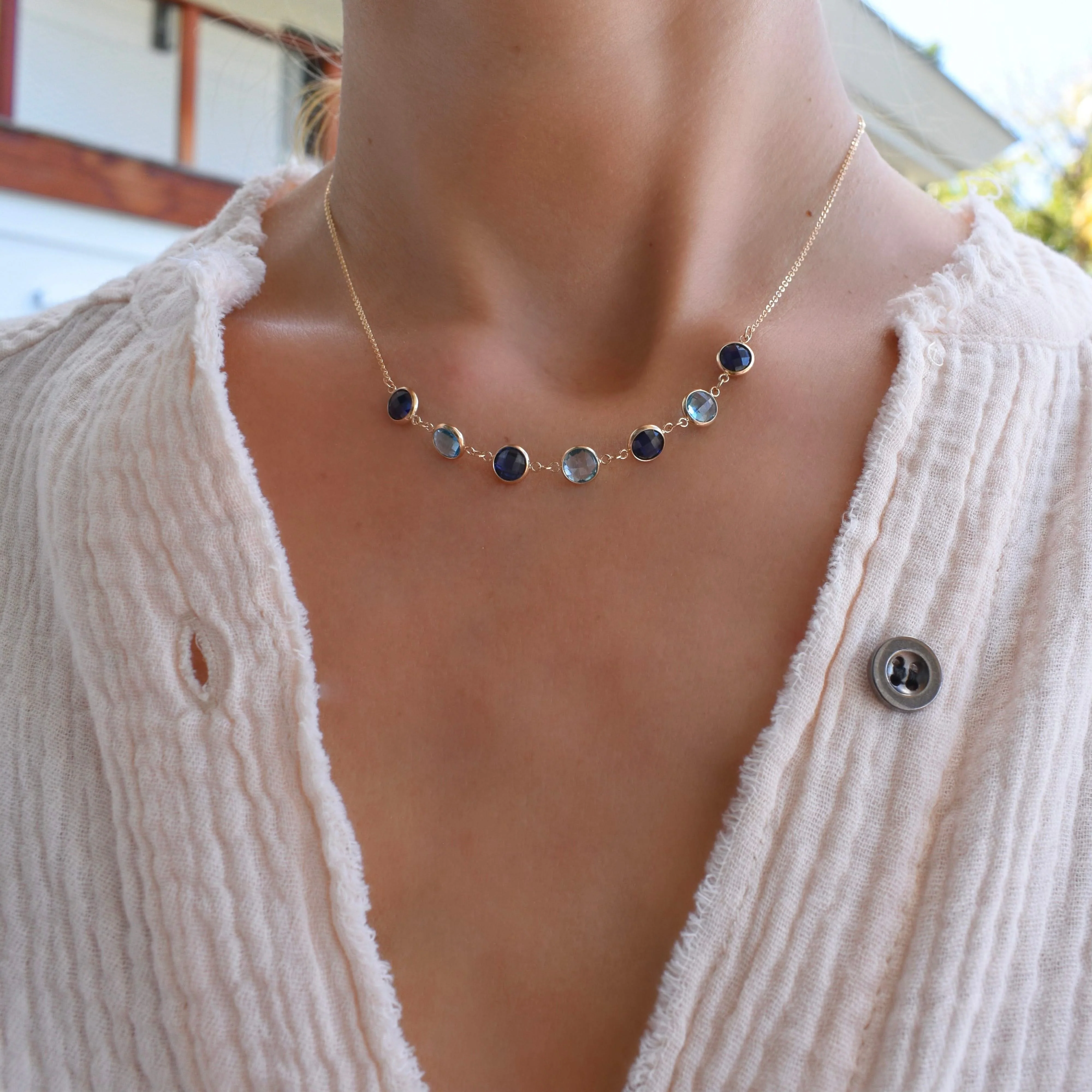 Grand 7 Connected Birthstone Necklace in 14k Gold - Image 2