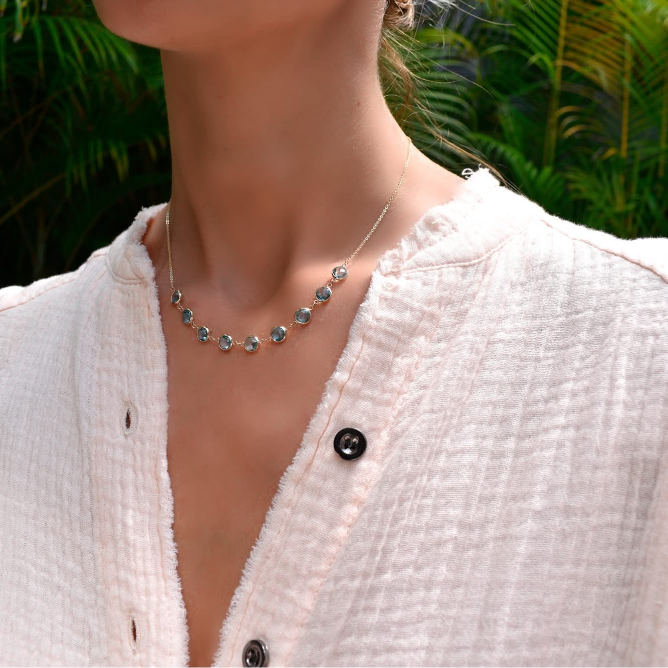 Grand 9 Connected Birthstone Necklace in 14k Gold - Image 2