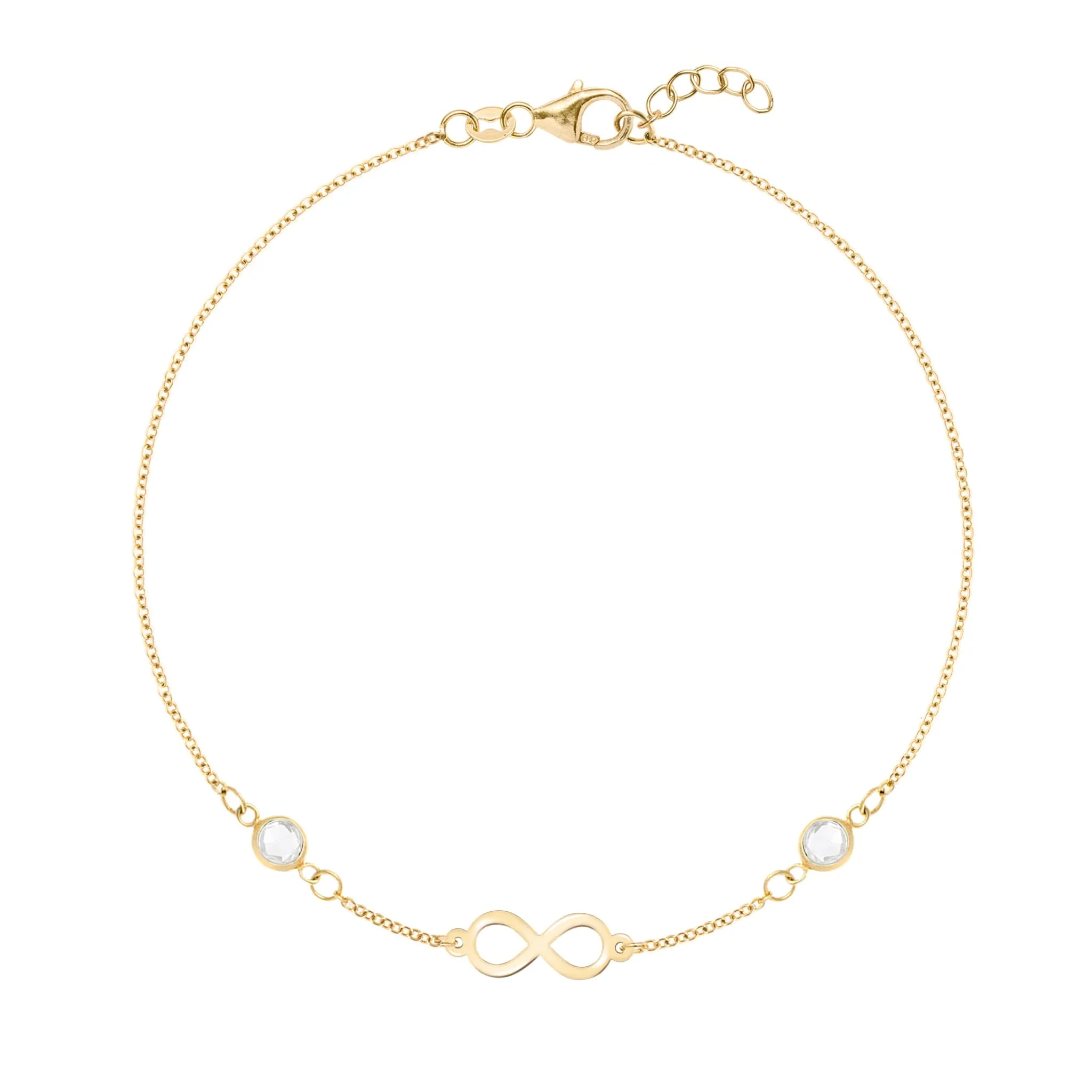 Infinity & Petite 2 Birthstone Bracelet in 14k Gold