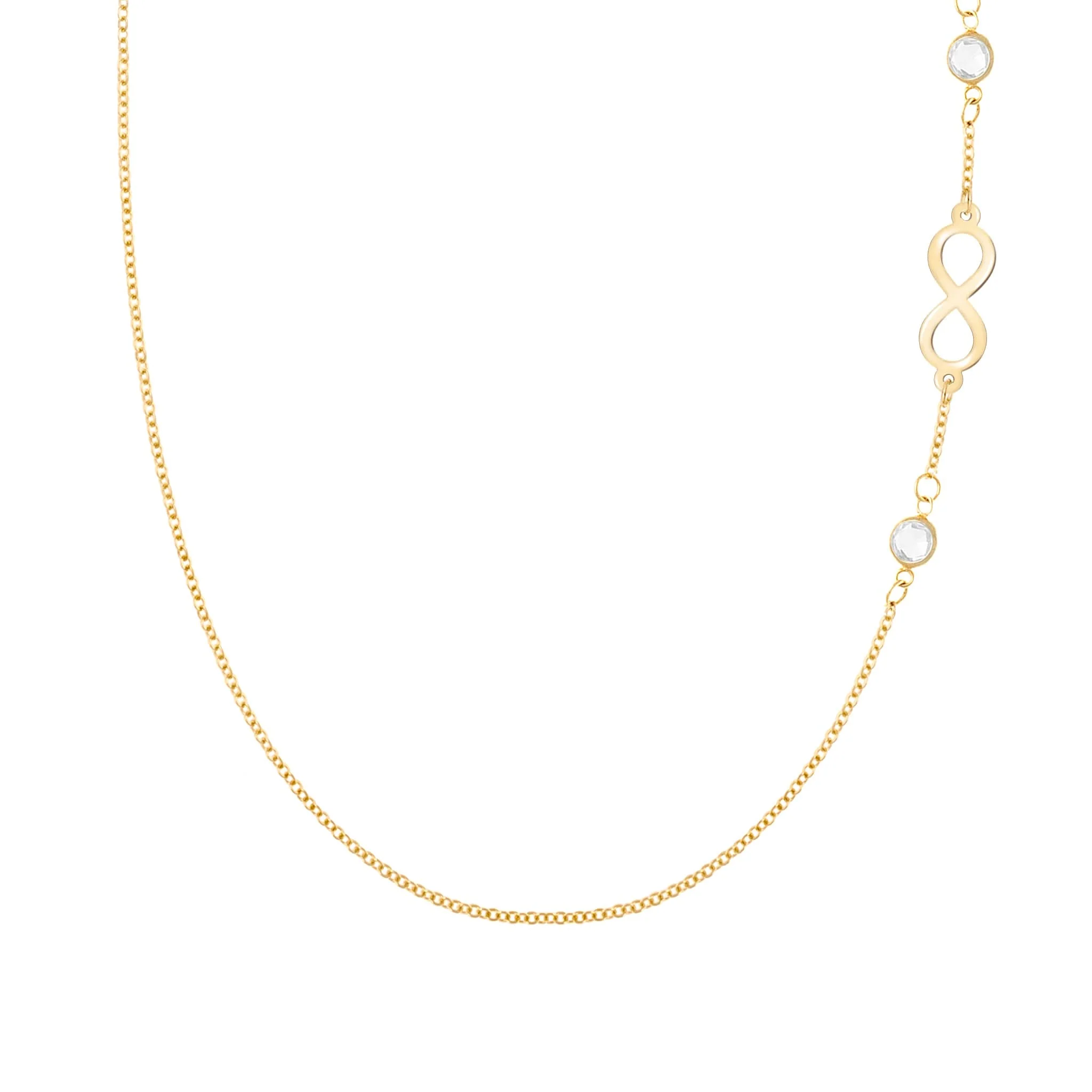 Infinity & Petite 2 Birthstone Necklace in 14k Gold