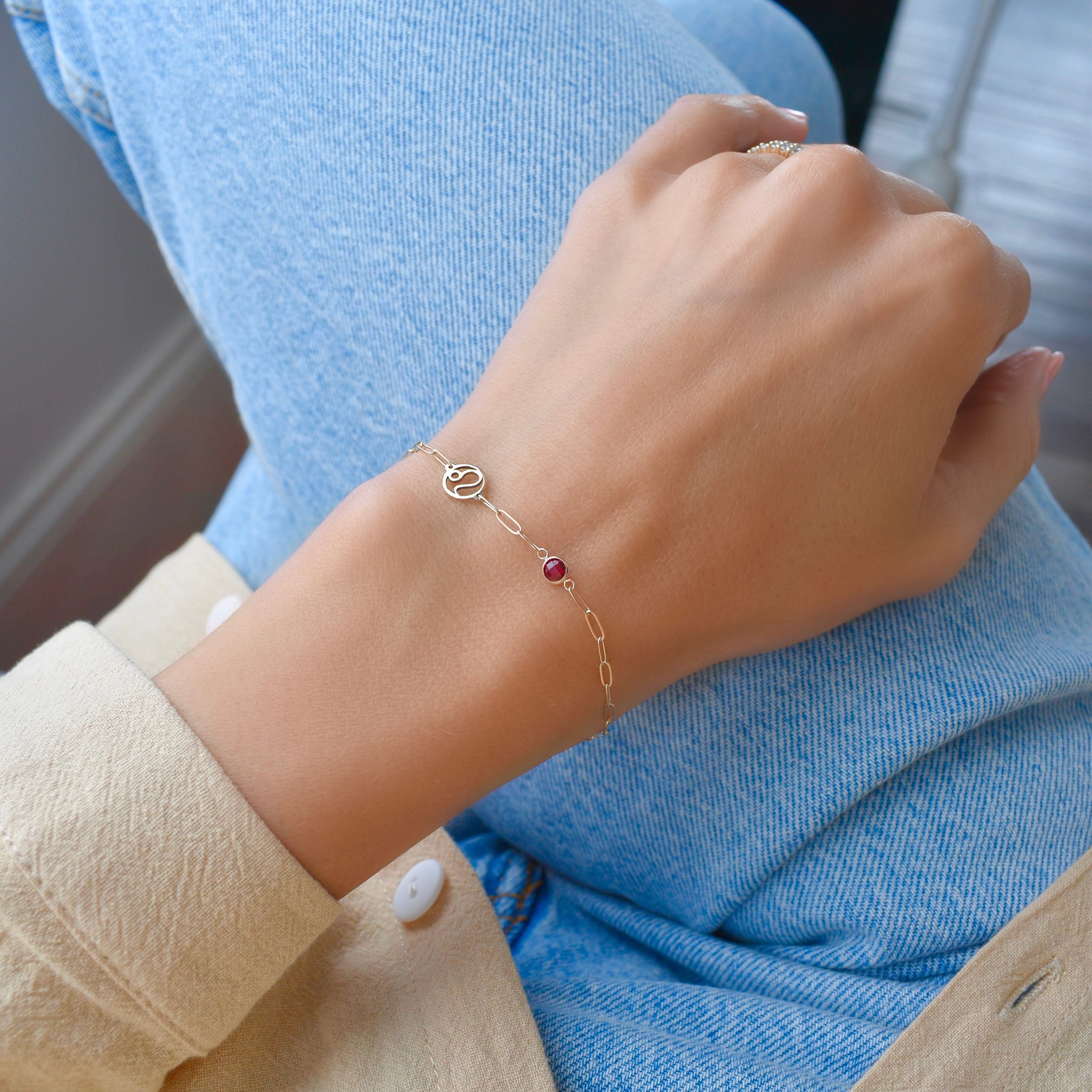 Leo & Birthstone Bracelet on Adelaide Mini in 14k Gold - Image 2