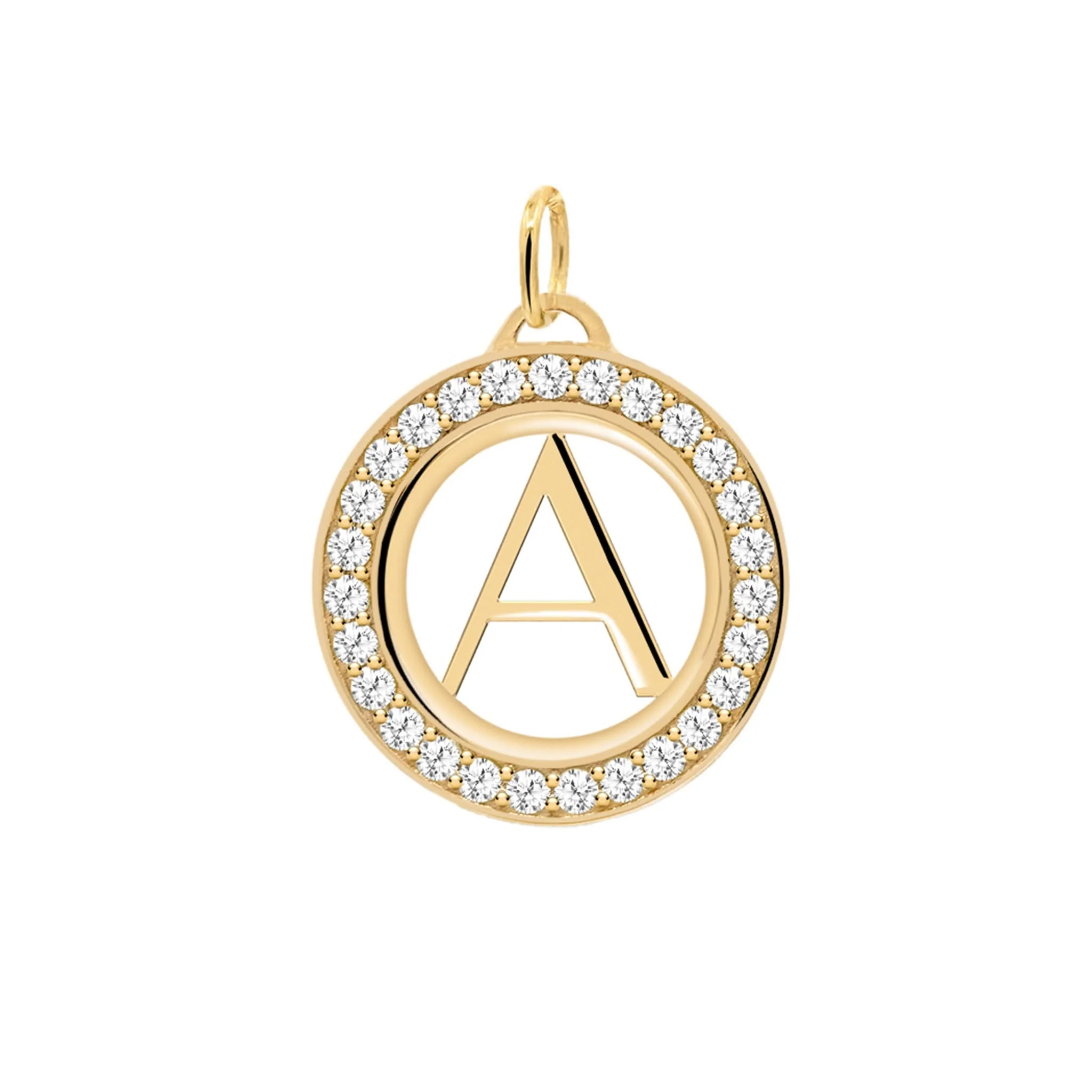 Letter & Birthstone Pendant in 14k Gold