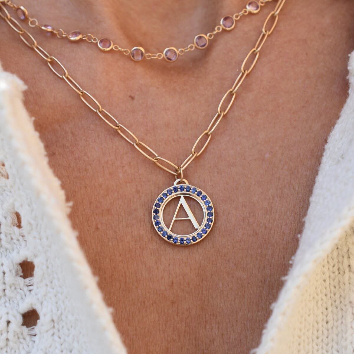 Letter & Birthstone Pendant in 14k Gold - Image 3