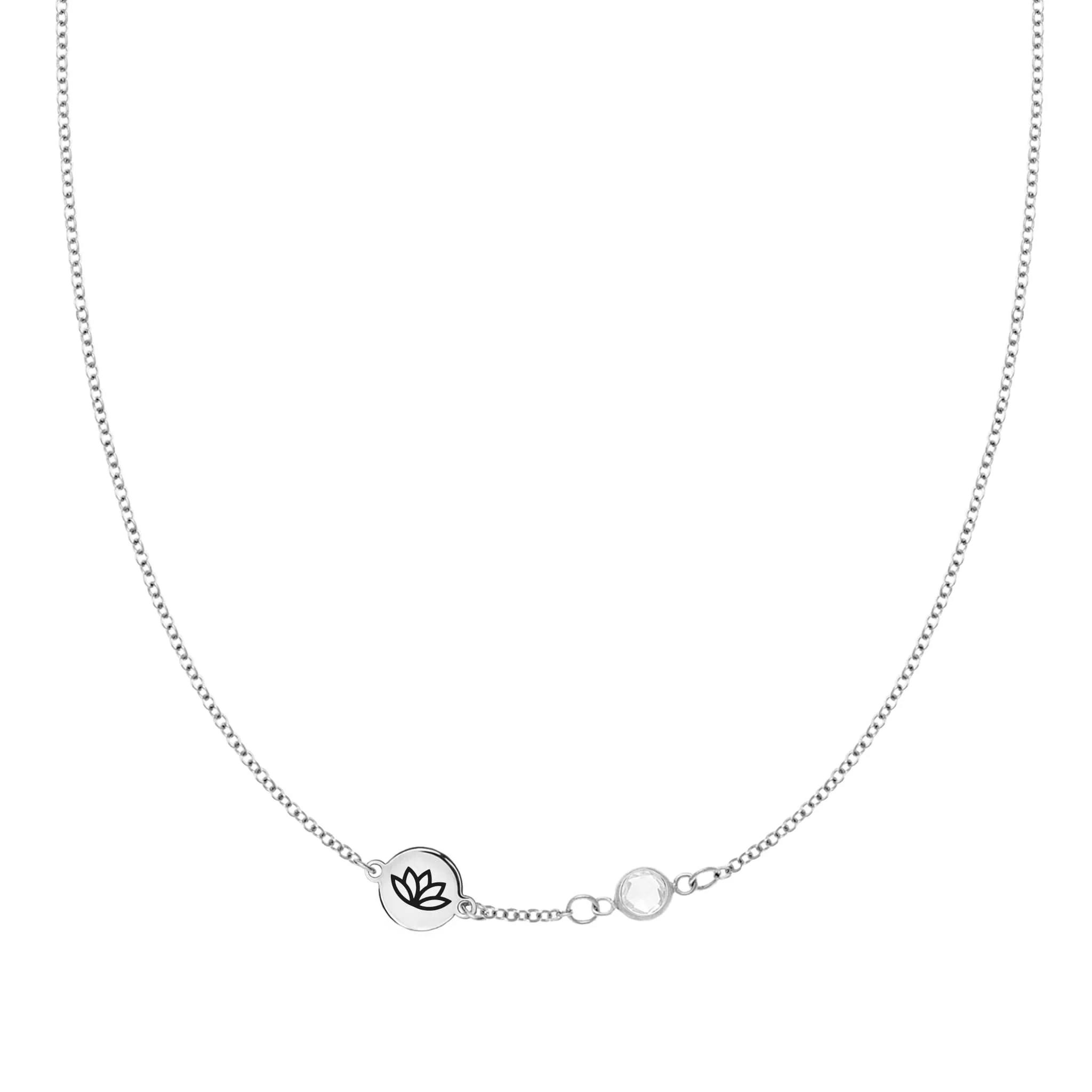 Lotus Disc & Petite 1 Birthstone Necklace in 14k Gold - Image 5