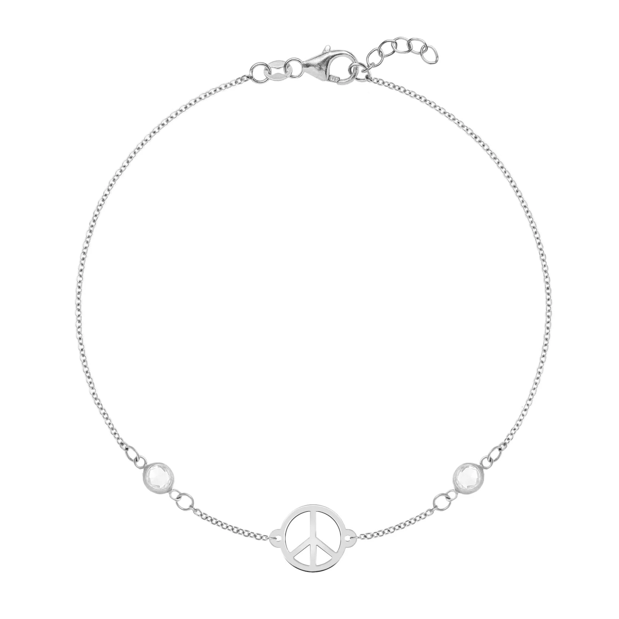 Peace Sign & 2 Birthstone Bracelet in 14k Gold - Image 5